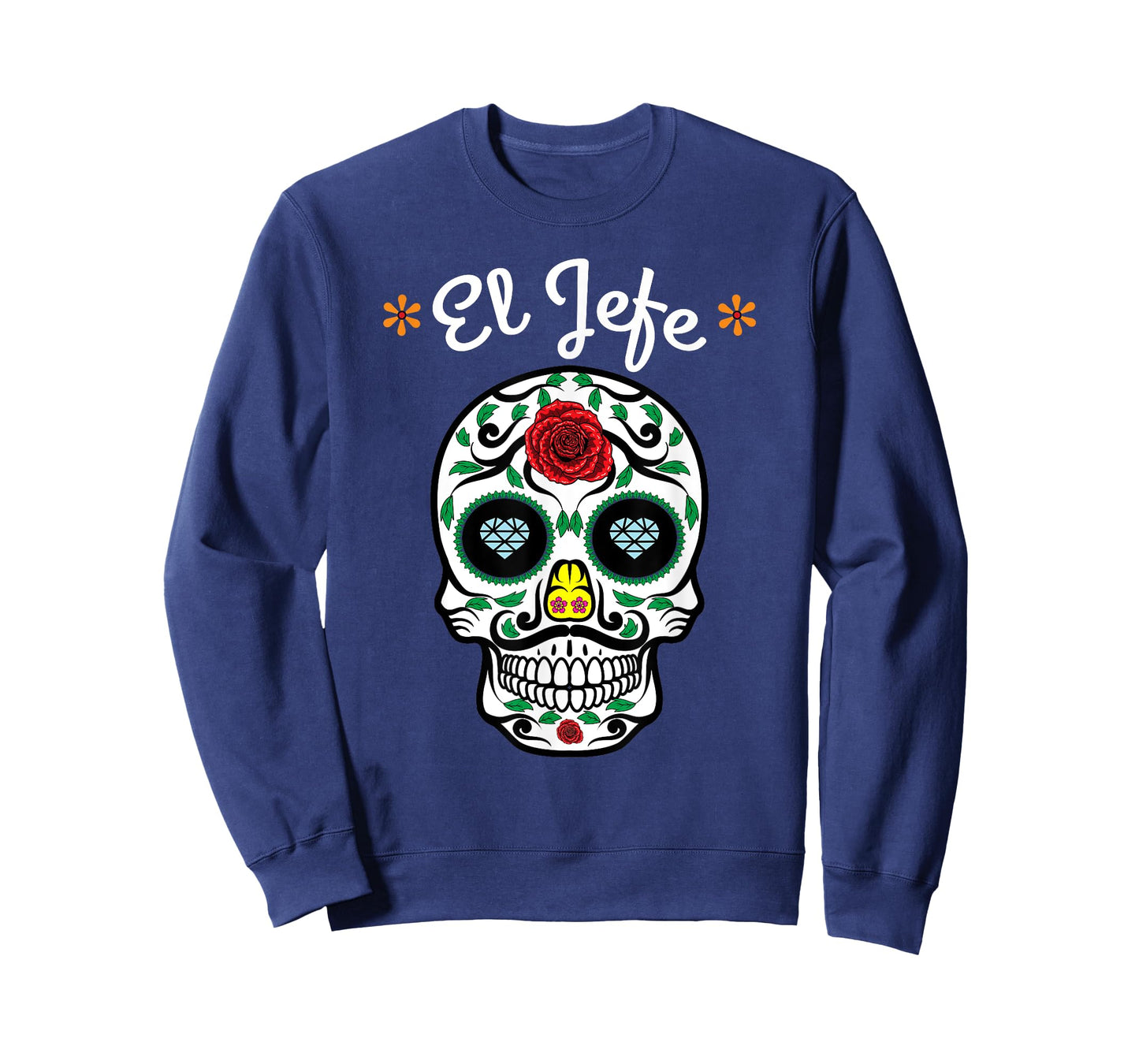 El Jefe Colorful Sugar Calavera Skull Dia De Los Muertos T-Shirt