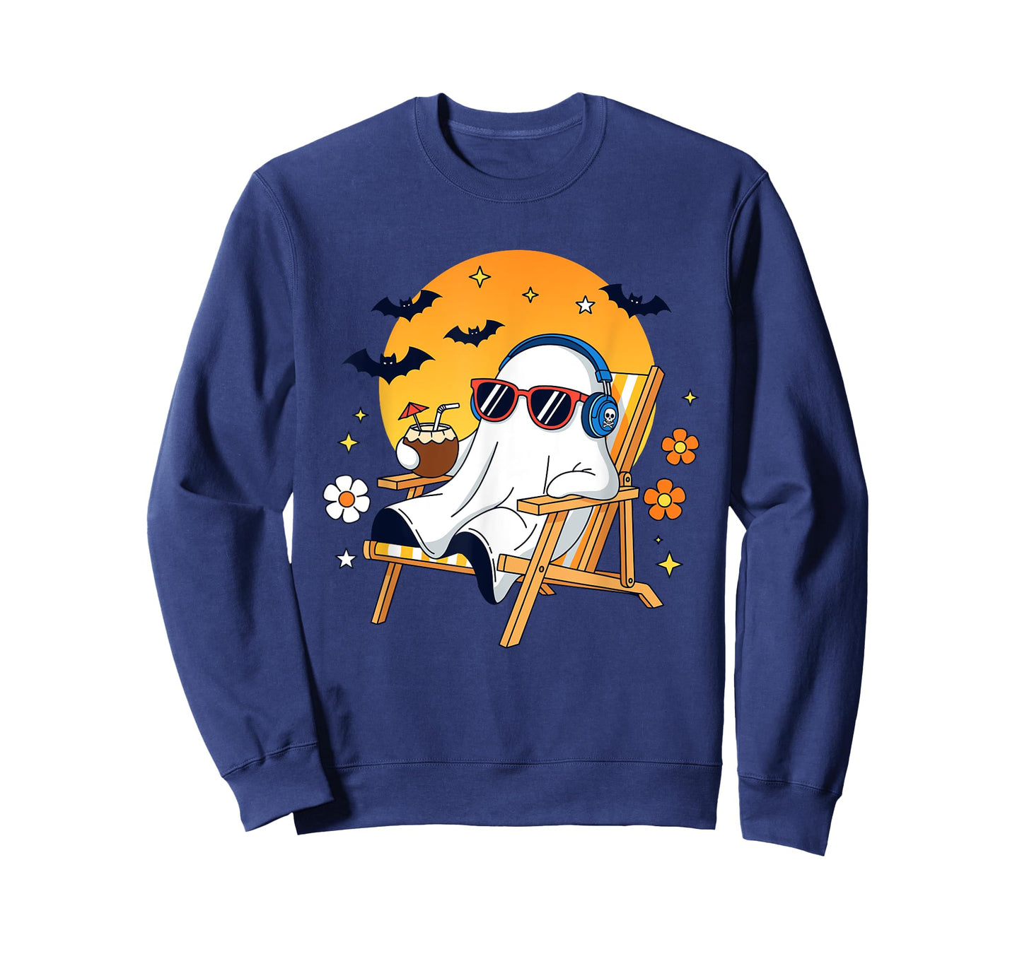 Chill Ghost Halloween Vacation Funny Beach Vibes T-Shirt