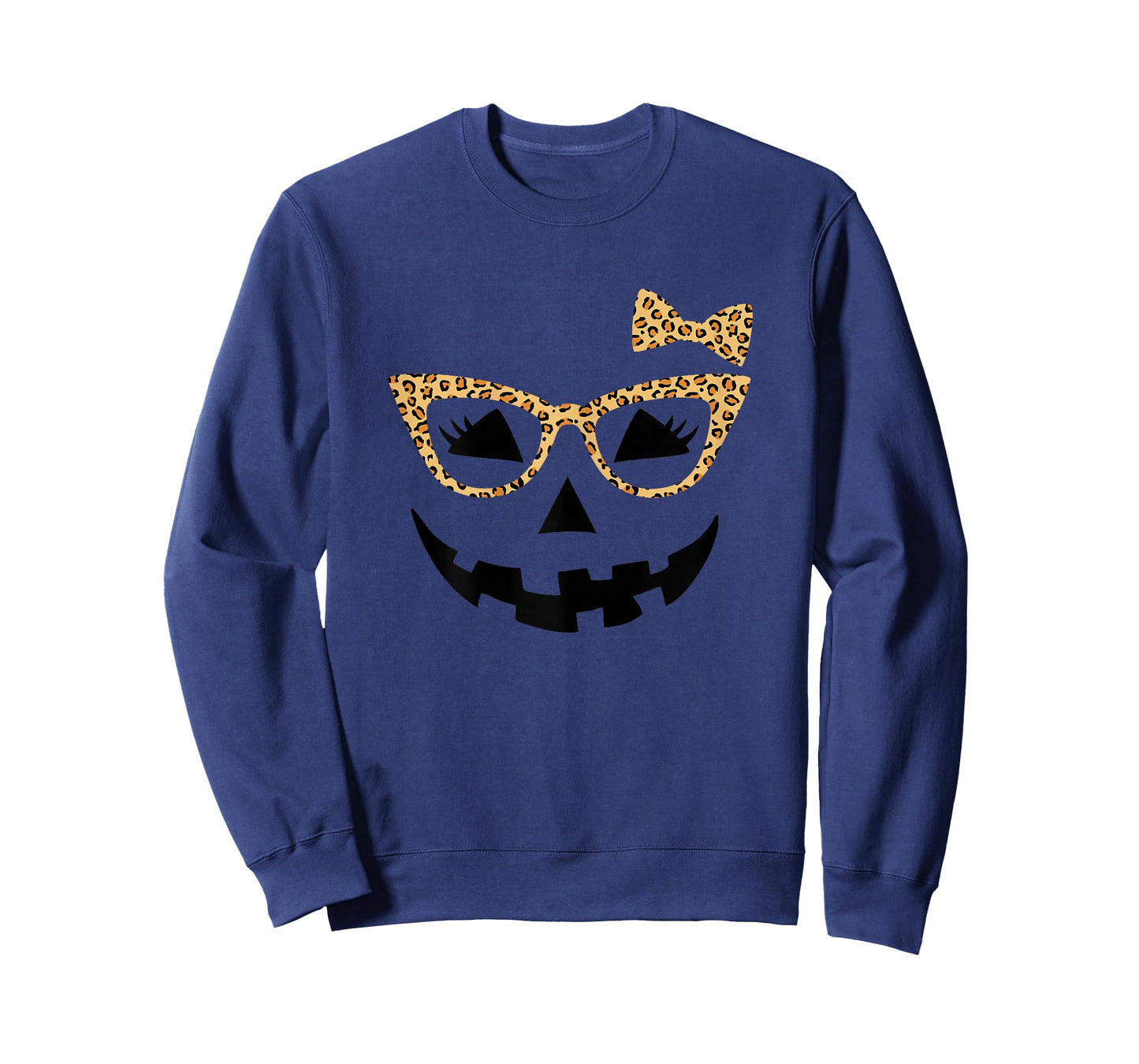 Pumpkin Leopard Glasses Jack O Lantern Halloween Women Girls T-Shirt