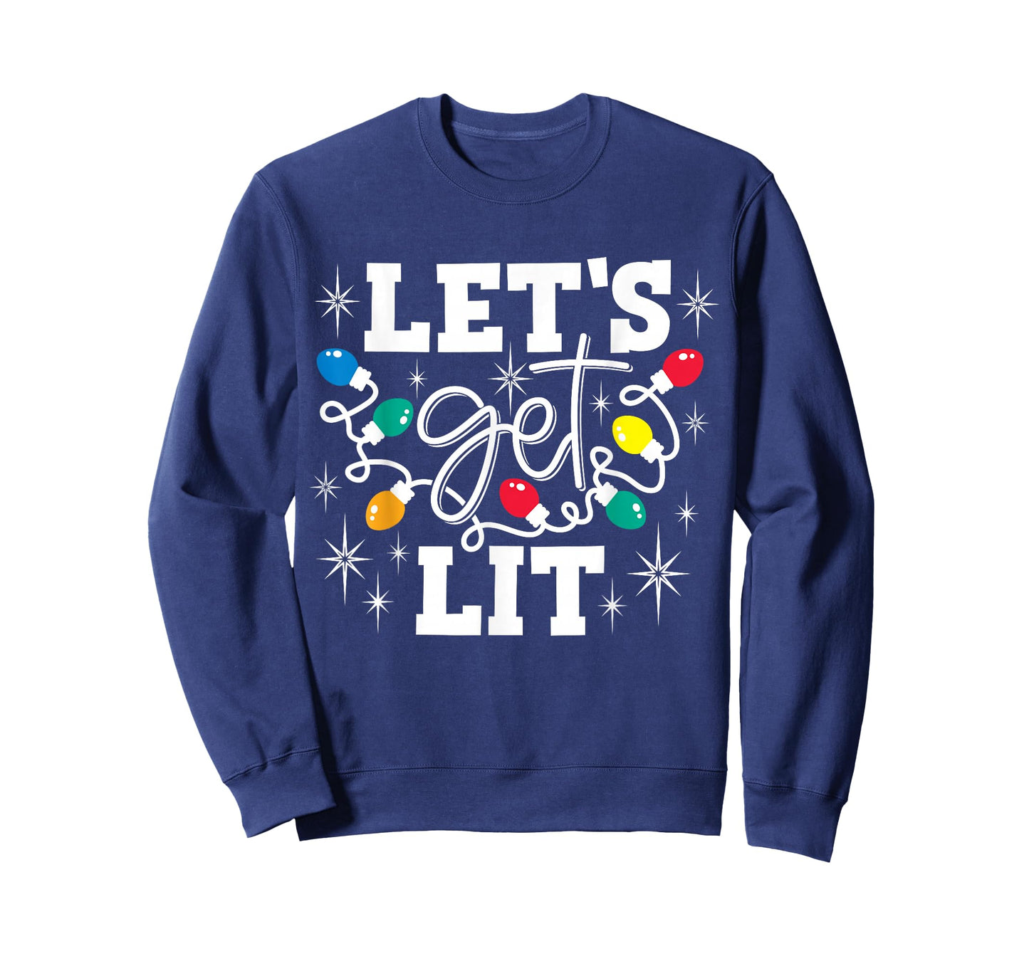 Let's Get Lit Drinking Santa Hat Christmas Lights Funny T-Shirt