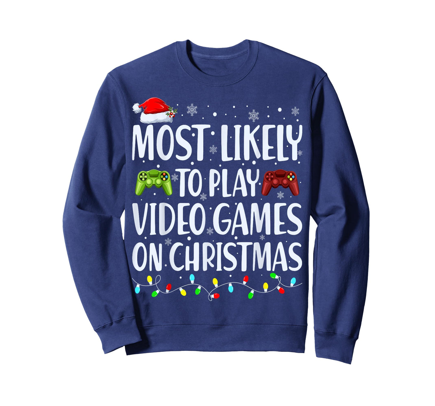 Most Likely To Play Video Games On Christmas Xmas Lights T-Shirt