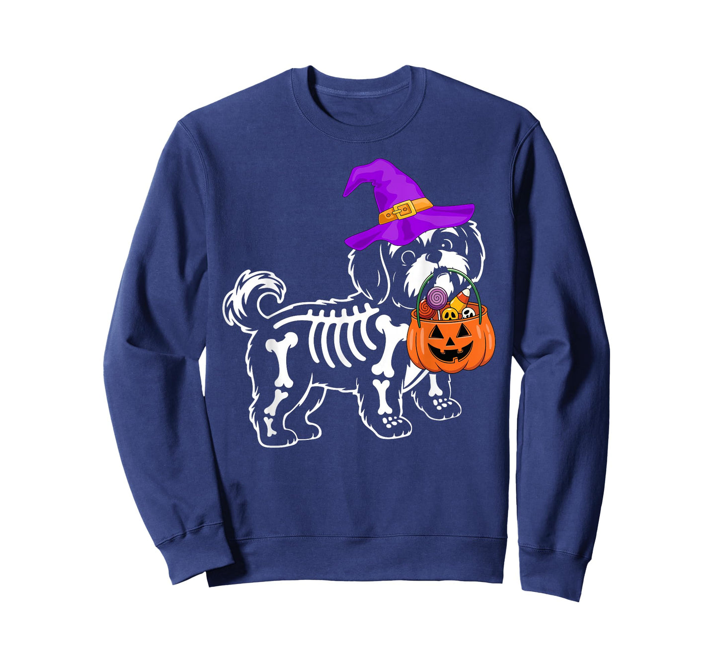 Shih Tzu Dog Halloween Spooky Skeleton Trick or Treat T-Shirt