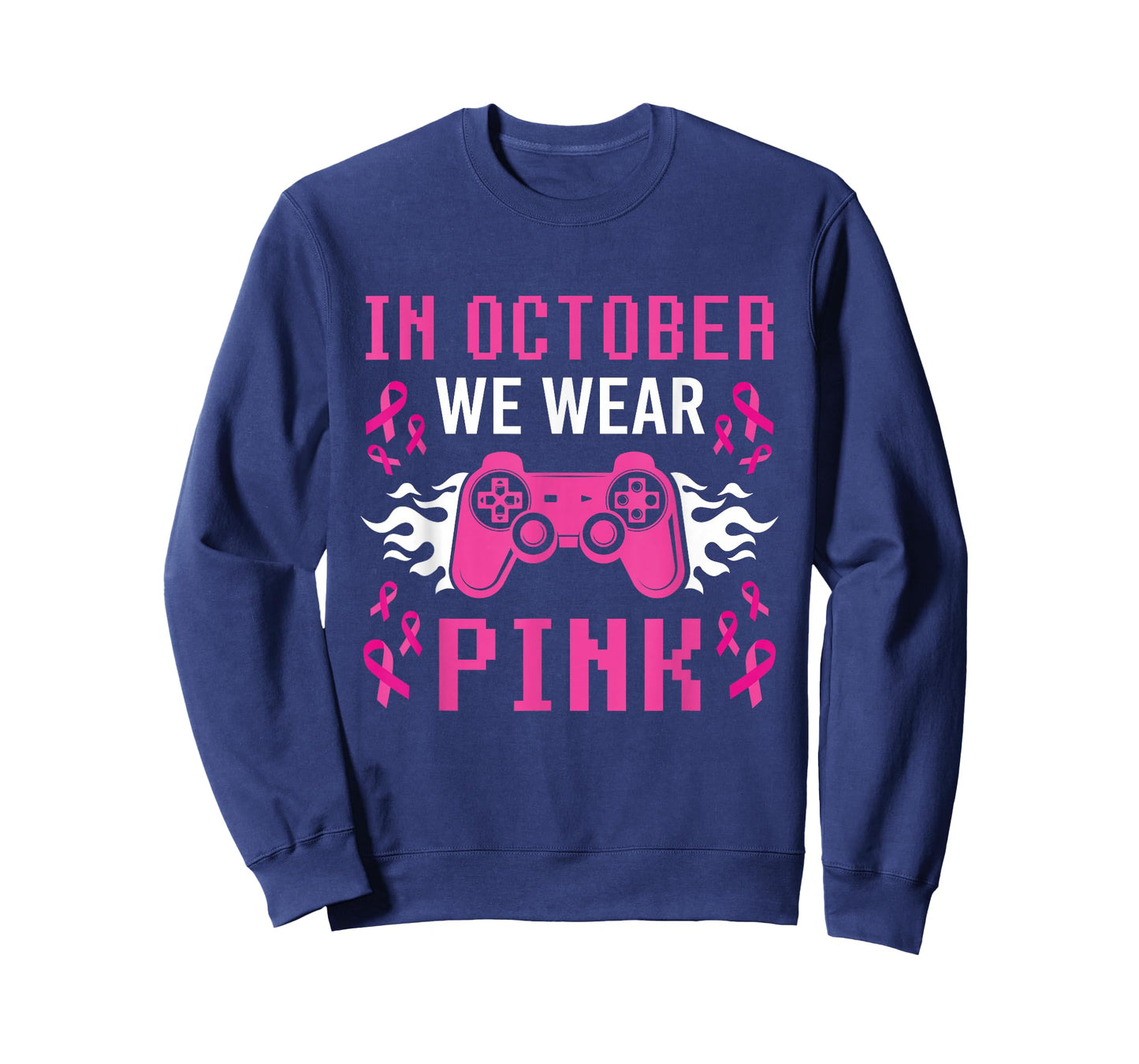 In October We Wear Pink Breast Cancer Gaming Kids Boys Youth T-Shirt