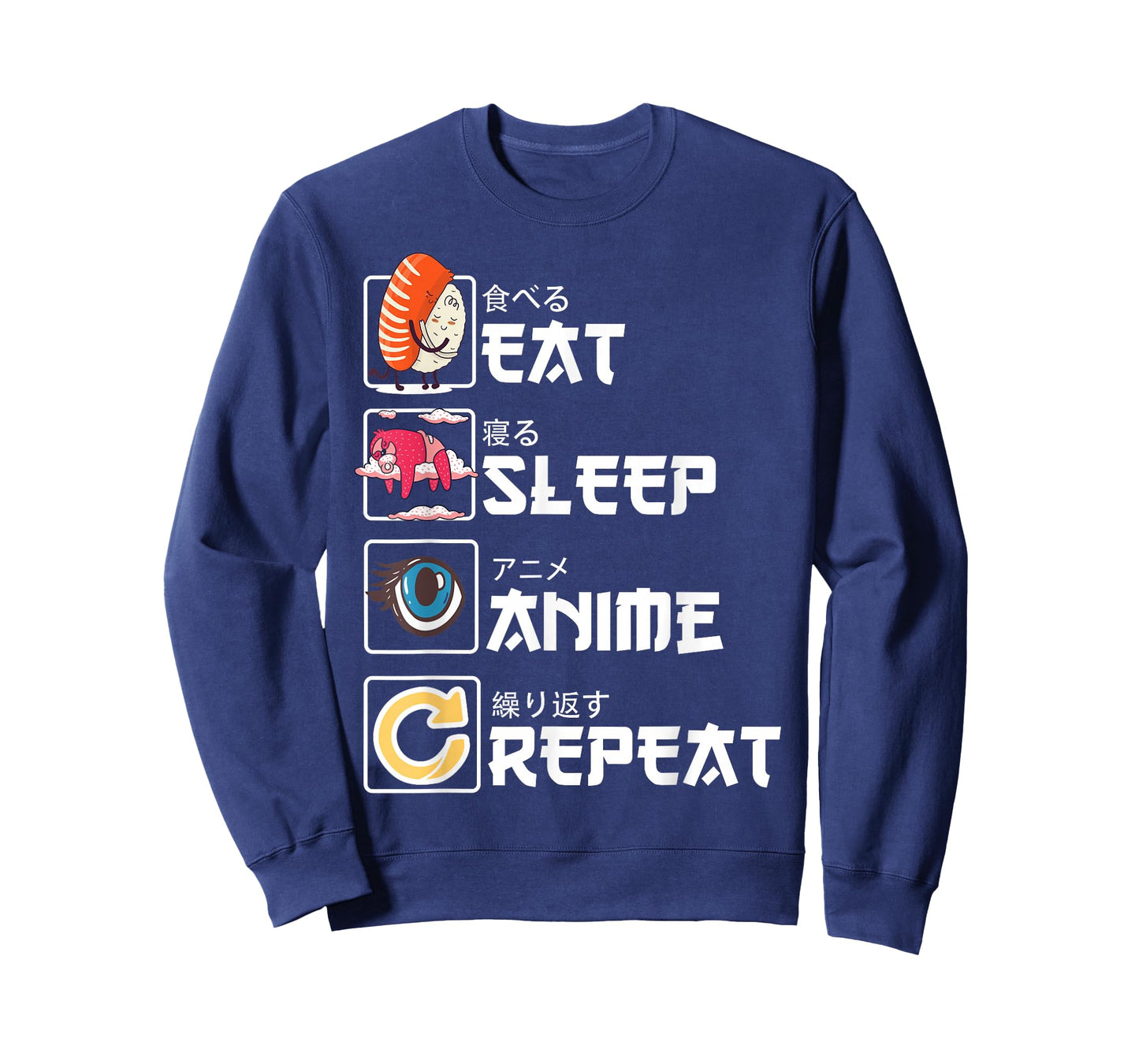 Kawaii Manga Sushi - Eat Sleep Anime Repeat - Cute Anime T-Shirt