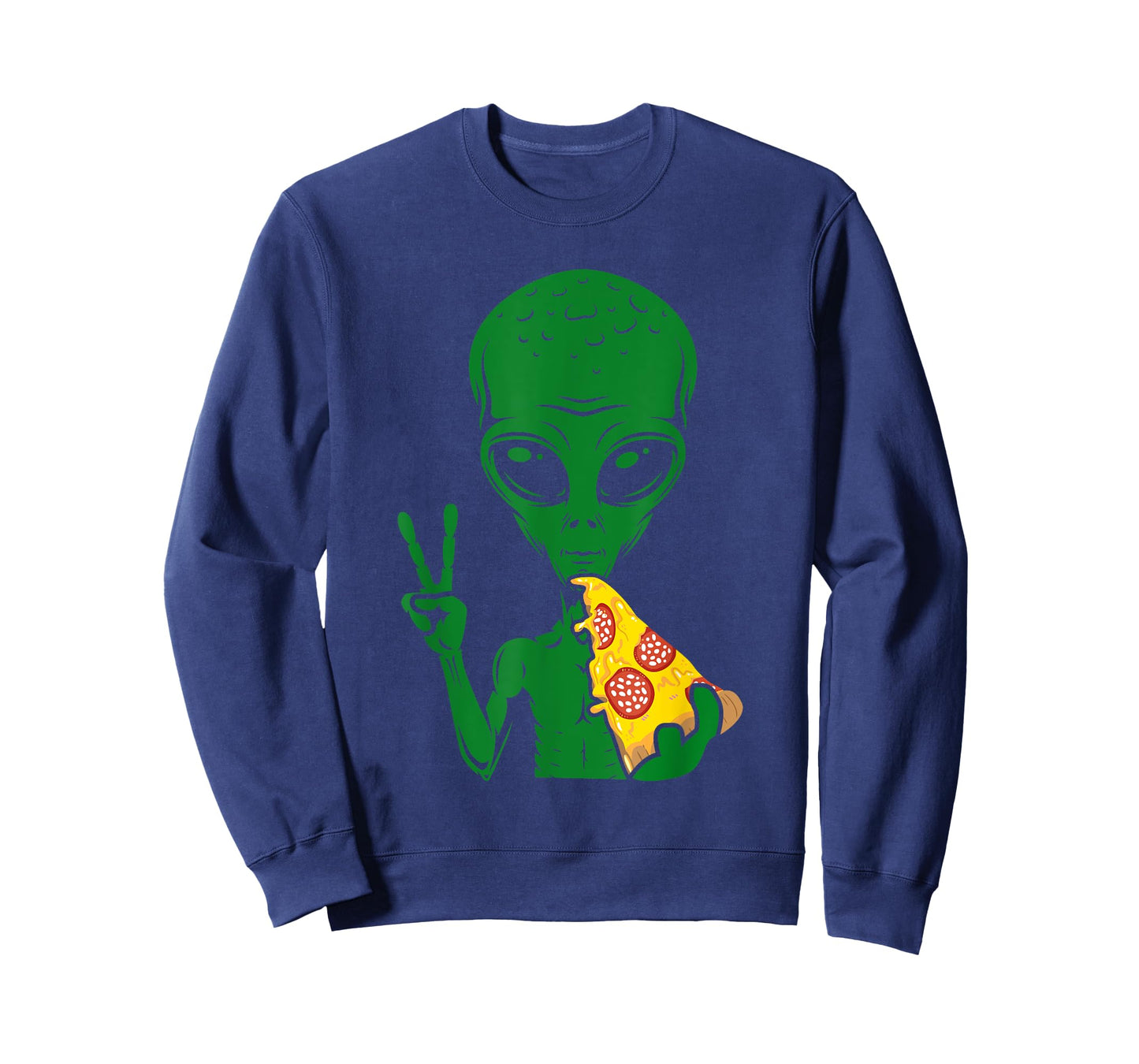 Funny Alien Head Eating Pizza UFO Extraterrestrial T-Shirt