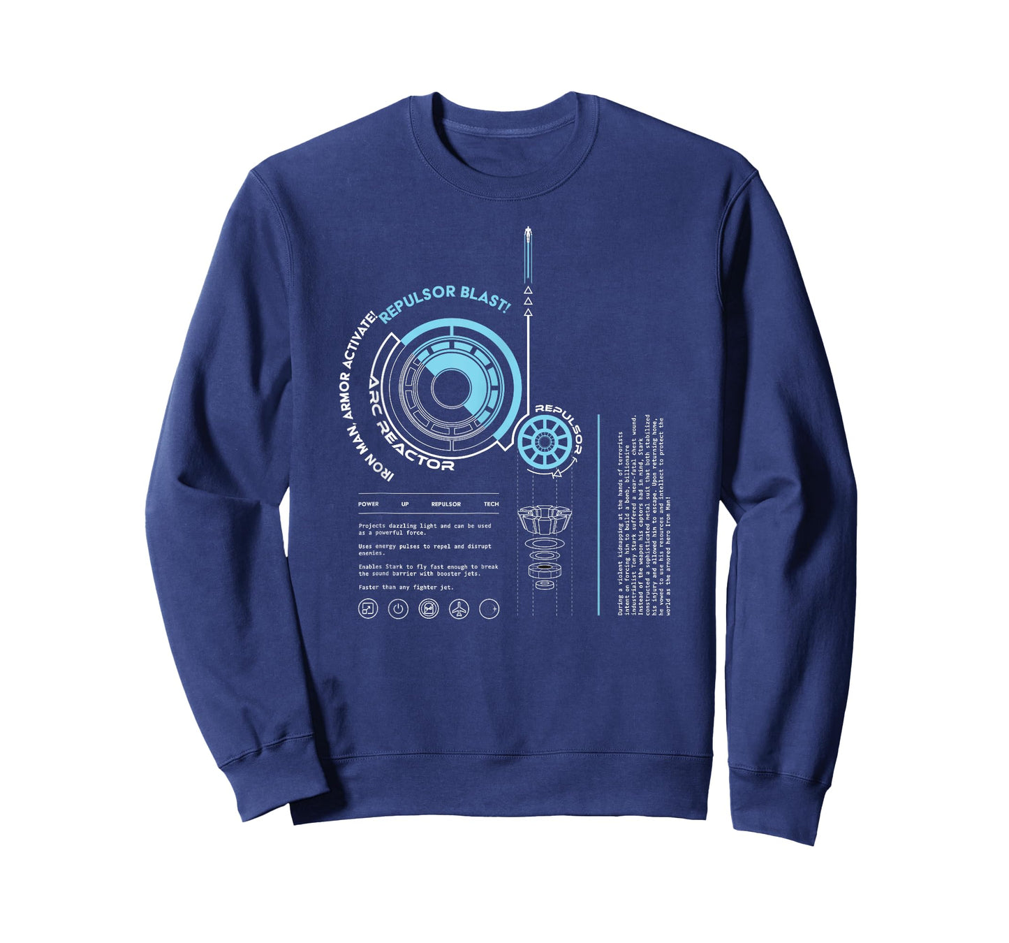 Marvel Avengers Iron Man Armor ARC Reactor Data Readout T-Shirt