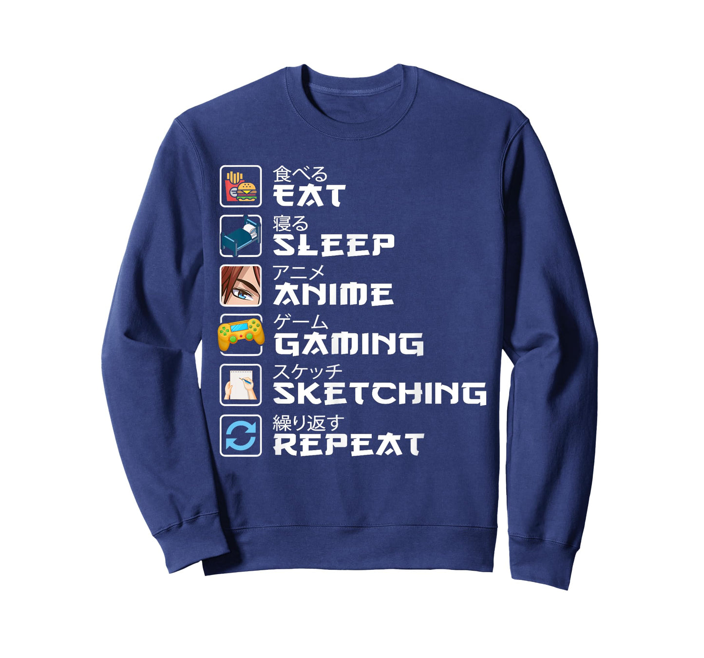 Eat Sleep Anime Gaming Sketching Kawaii Otaku Anime Manga T-Shirt