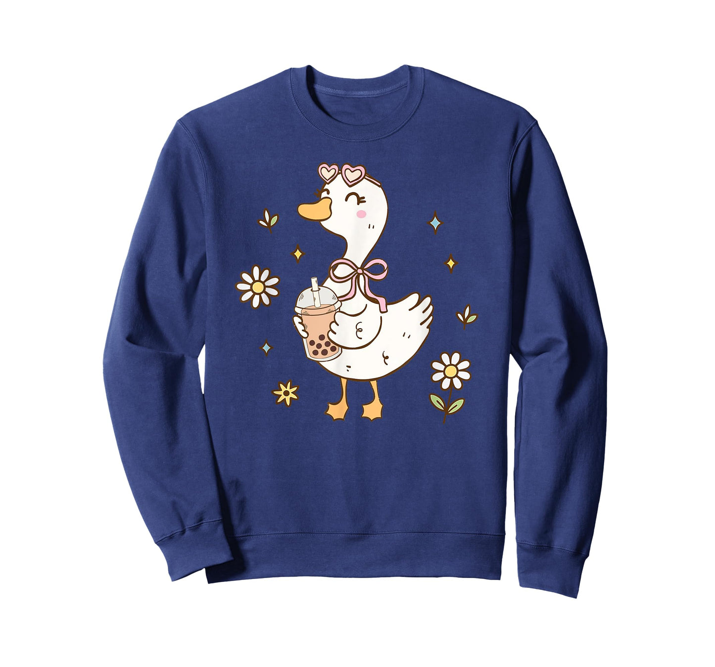 Funny Silly Goose Bubble Boba Tea Anime Cute Kawaii Goose T-Shirt