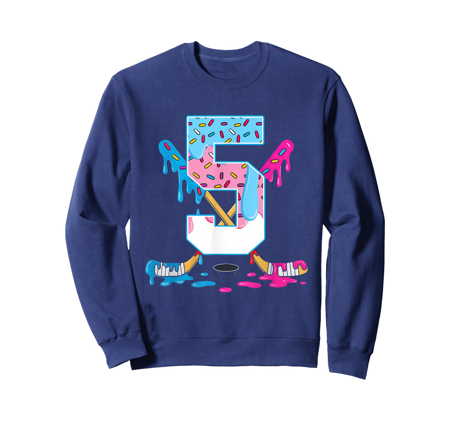 Hockey 5 Years Old Ice Cream Drip 5th Birthday Kids Gift T-Shirt