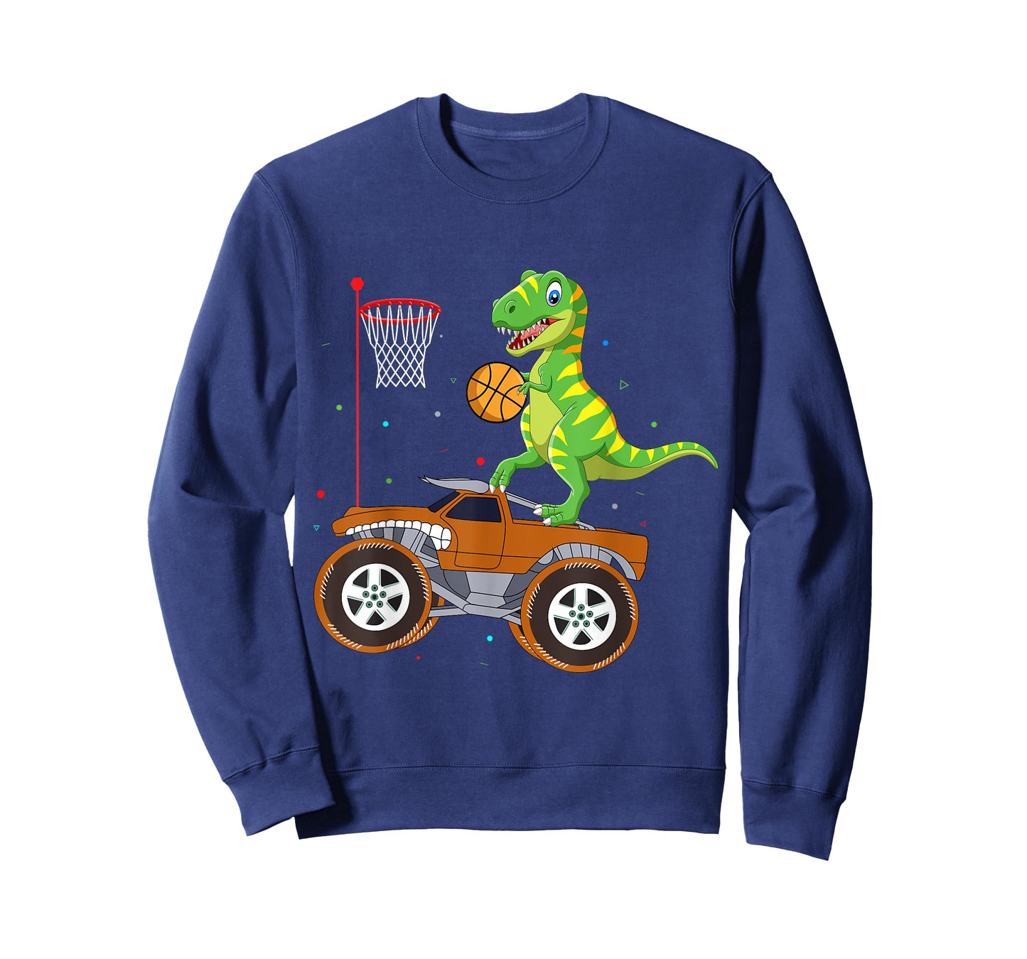 T Rex Dinosaur Playing Basketball Monster Truck Boys Girls T-Shirt