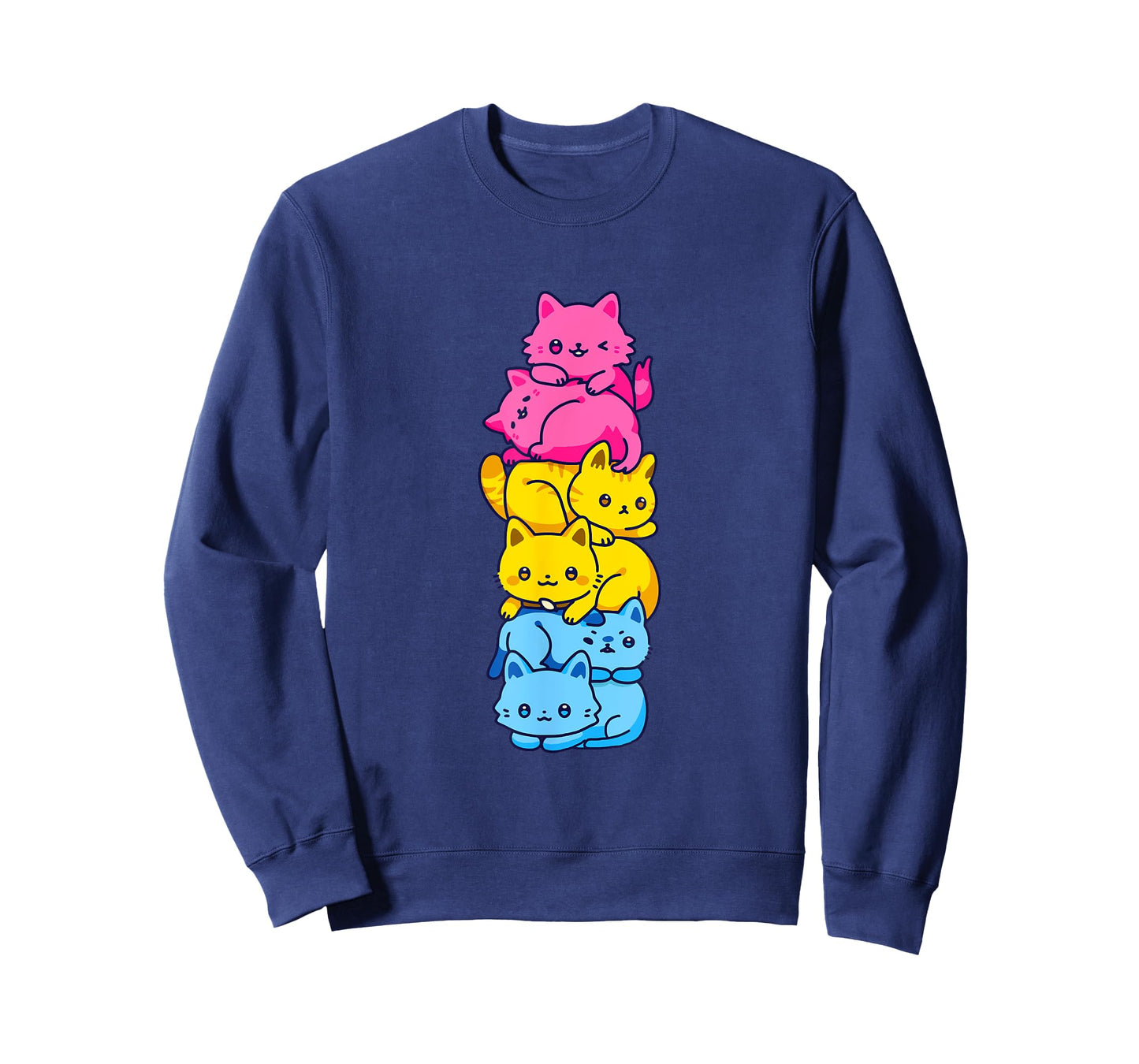 Pansexual Pride Cat LGBT Pan Flag Nonbinary Cute Cats Pile T-Shirt for Men Women