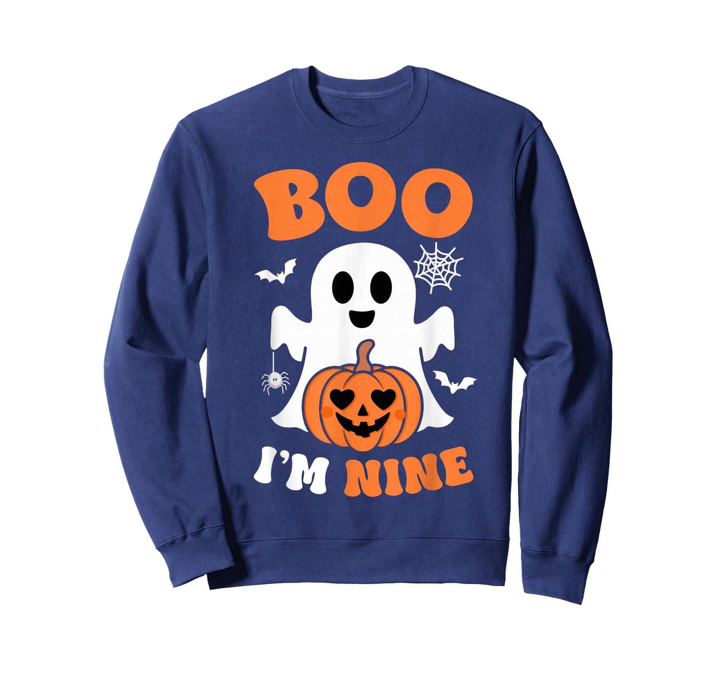Ghost Boo I'm Nine Year 9th Birthday Boys Halloween Groovy T-Shirt