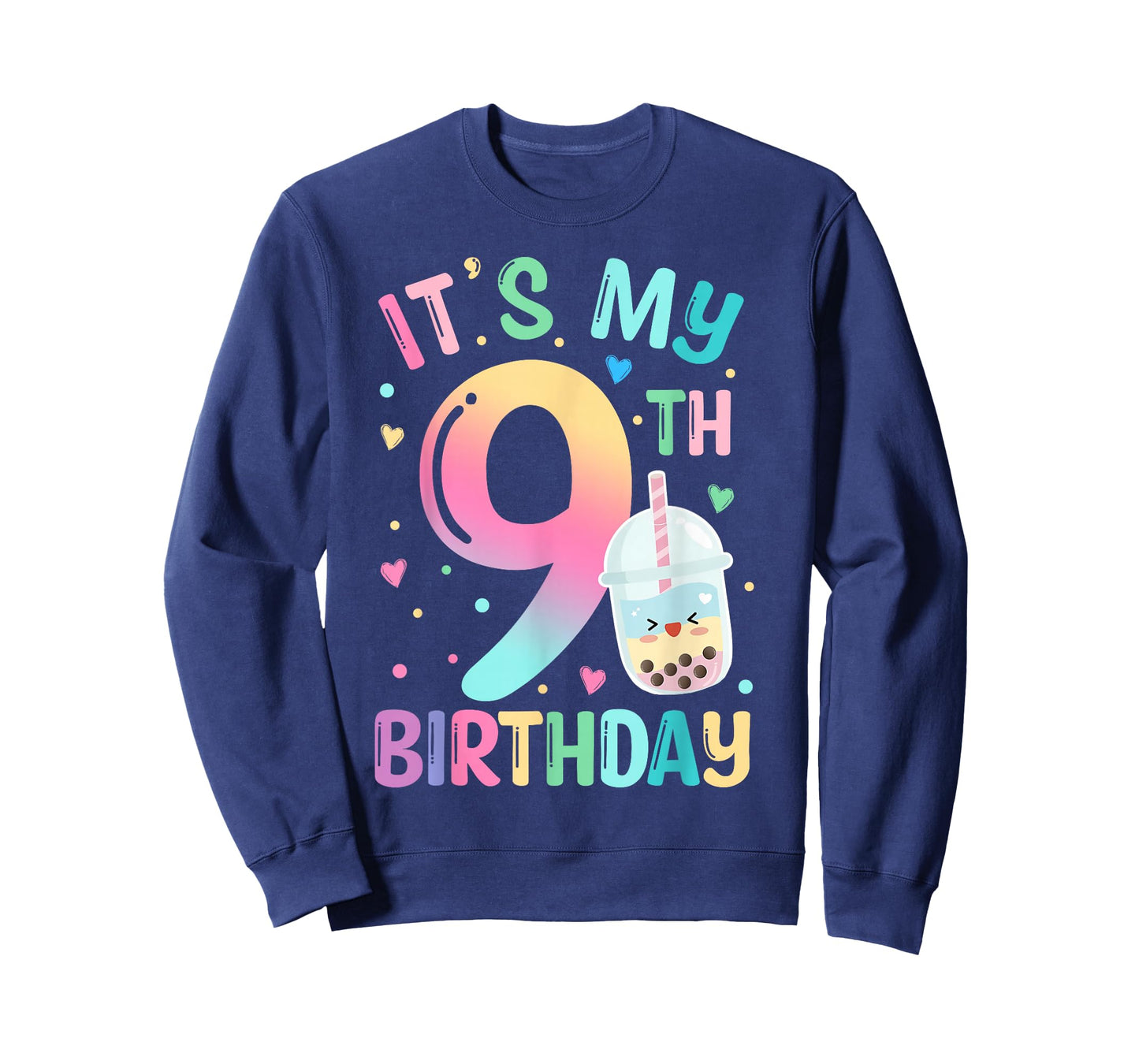 It's My 9th Birthday Bubble Boba Tea Party 9 Year Old Girl T-Shirt