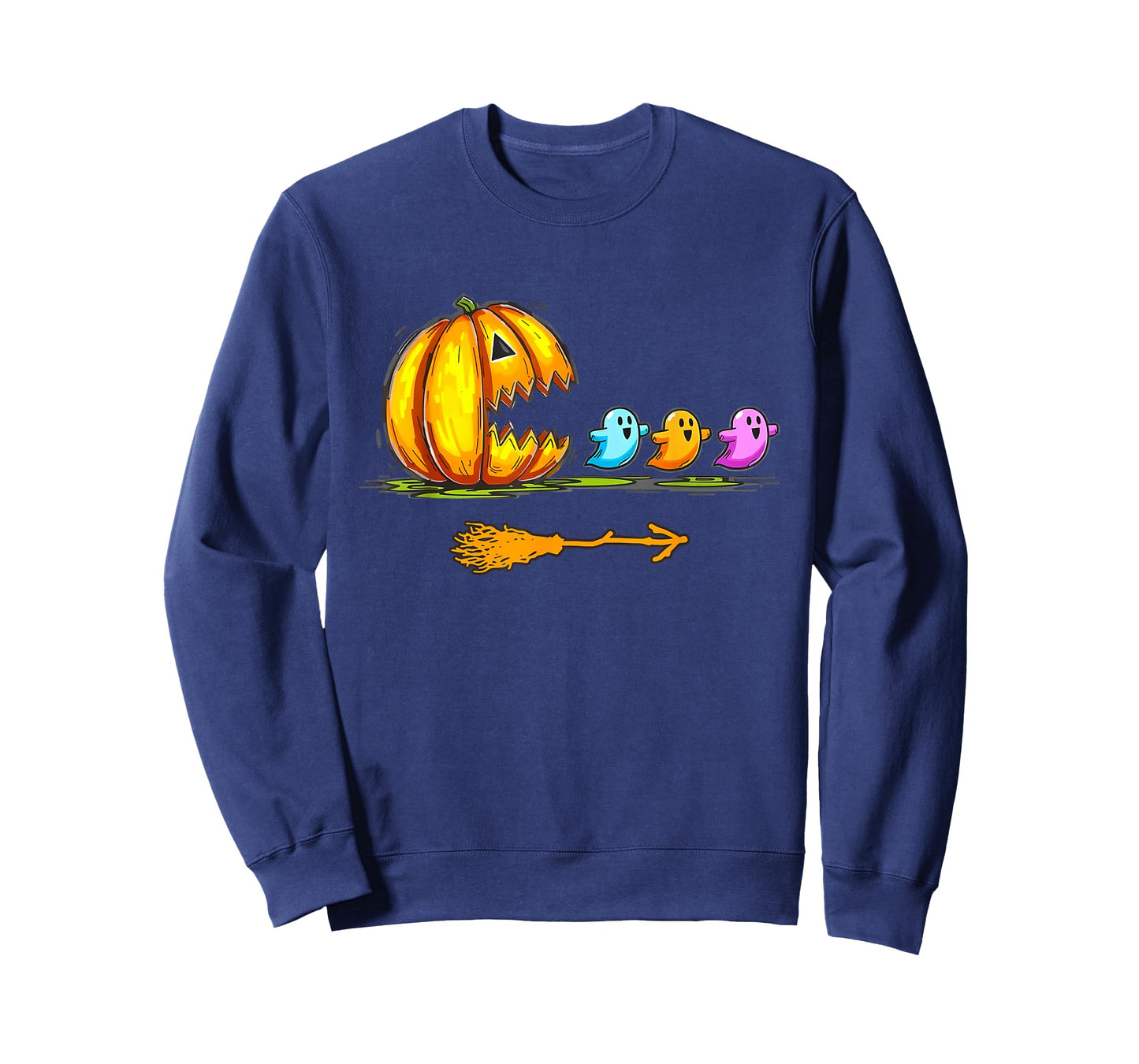 Pumpkin Eating Ghost Gamer Halloween Gaming Boys Teen Kids T-Shirt