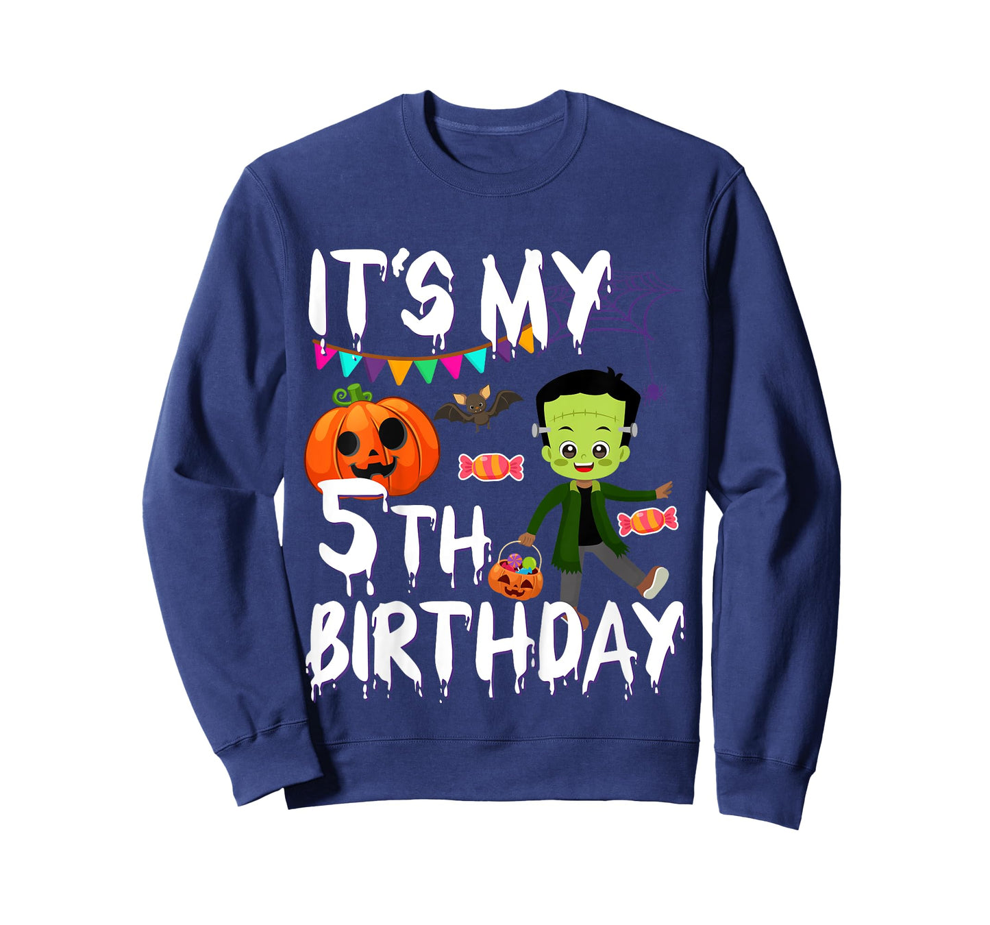 Kids 5th Birthday Monster Pumpkin Halloween Costume T-Shirt