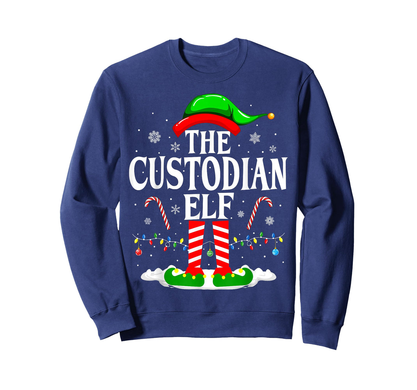 The Custodian Elf Xmas Funny Janitor Christmas Custodian T-Shirt