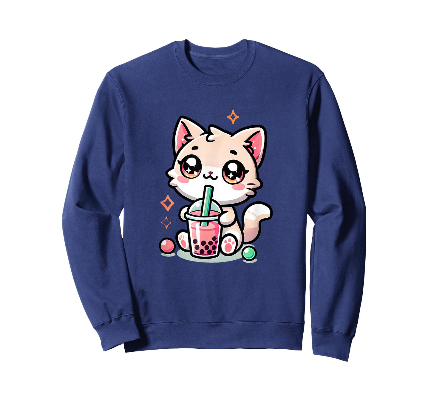 Cute Cat Boba Tea Bubble Tea Anime Kawaii Neko Women Girls T-Shirt