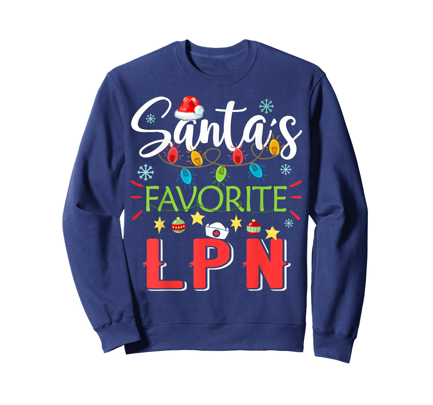 Santa's Favorite LPN Nurse Xmas Light Santa Hat Christmas T-Shirt