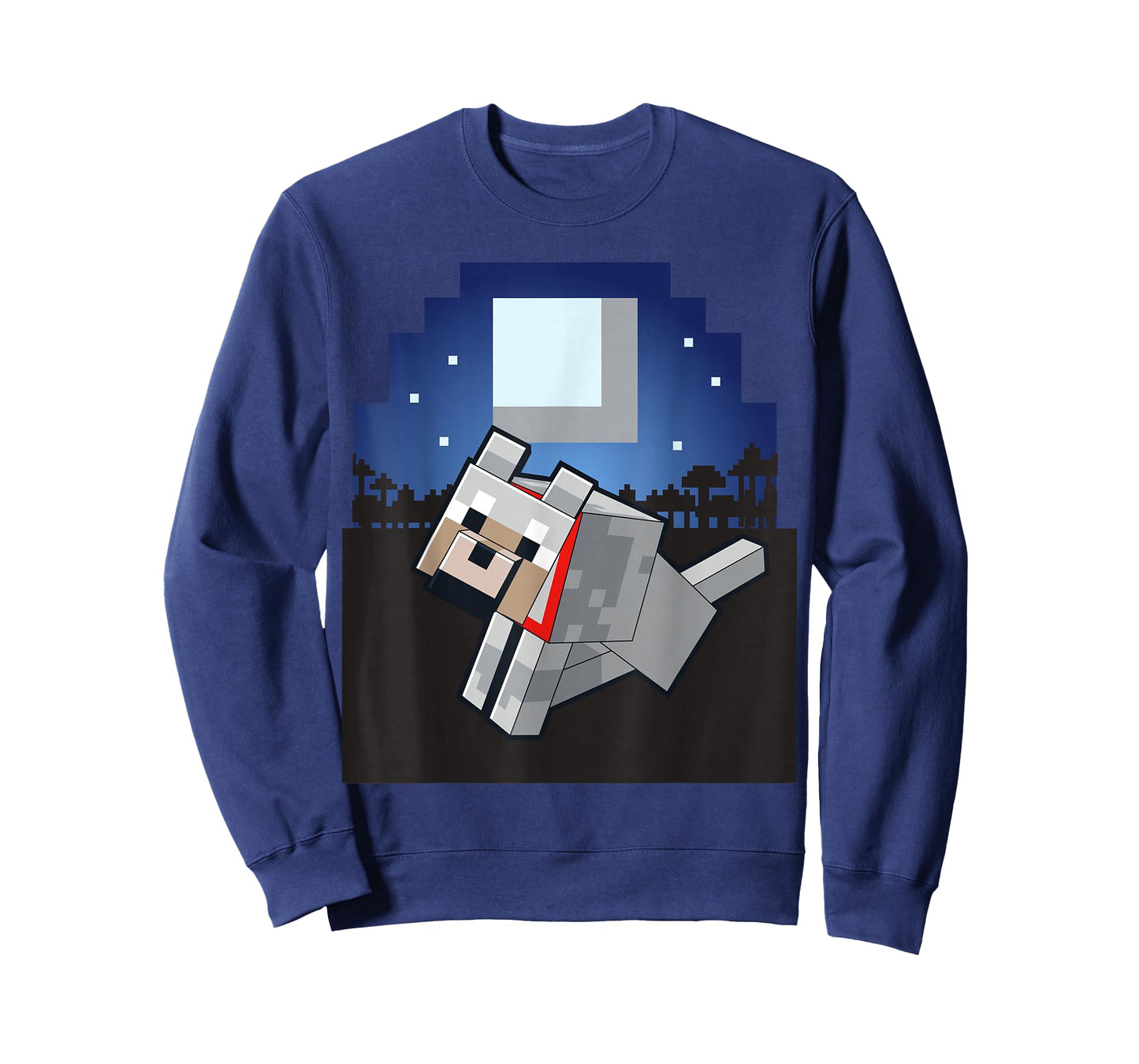 Minecraft Wolf Companion with Collar Night Scene T-Shirt