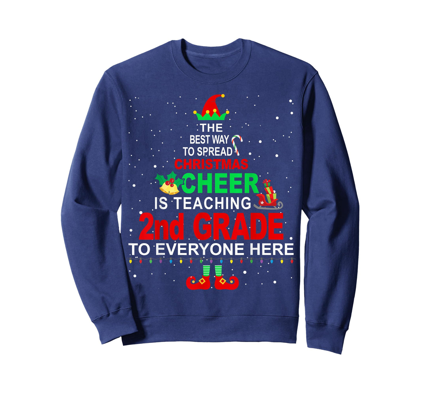 2nd Grade Teacher Christmas Shirt - Elf Christmas Cheer T-Shirt for Men Women
