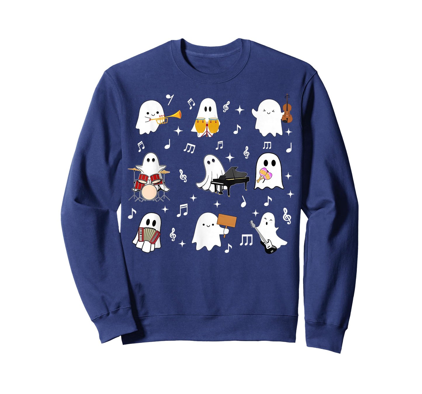 Halloween Music Teacher Ghost Playing Musical Instruments T-Shirt