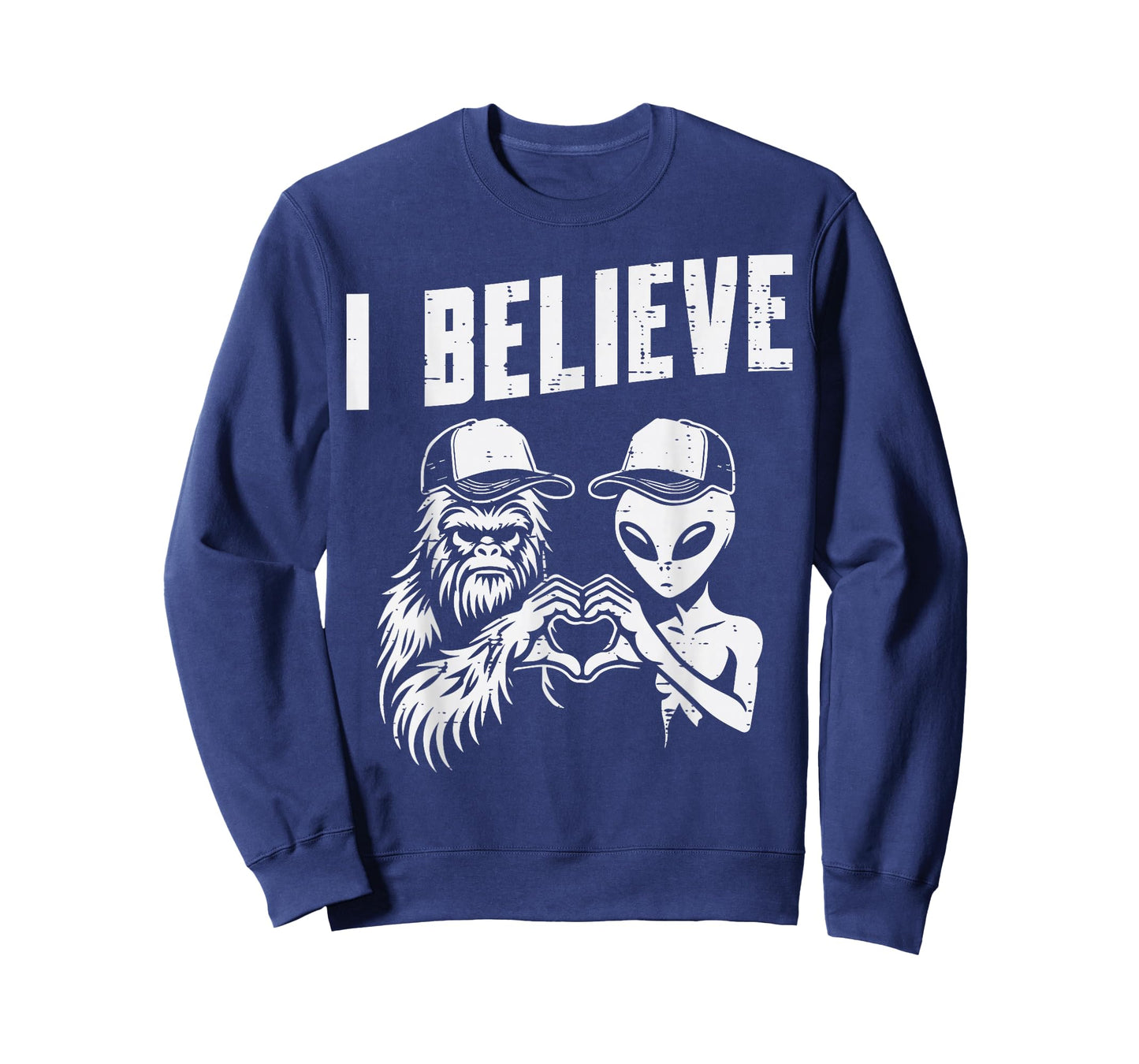 Bigfoot Alien Heart Hand I Believe Sasquatch Women Men Kids T-Shirt