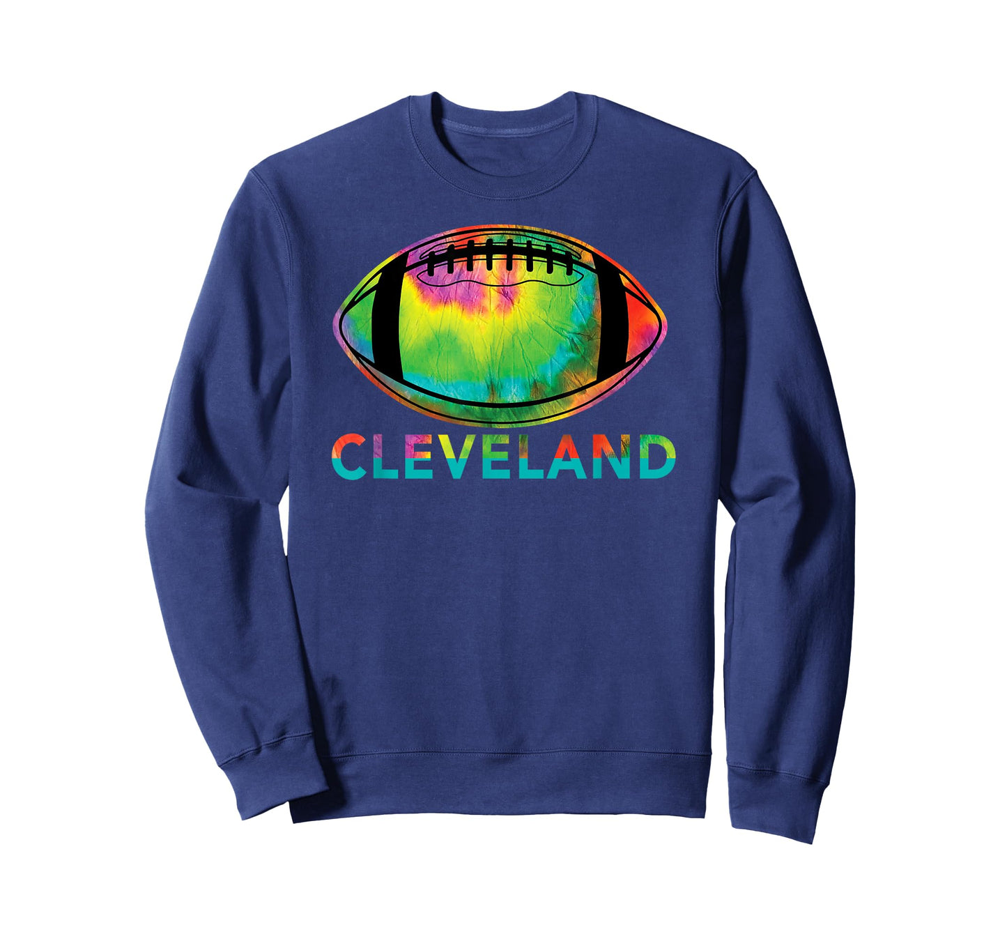 Tie Dye Football Cleveland Kids Unisex Cotton Blend T-Shirt, Black, S, Short Sleeve, Crew Neck, Modern Tie-Dye Design, Football Lifestyle, Sports, School, Celebration