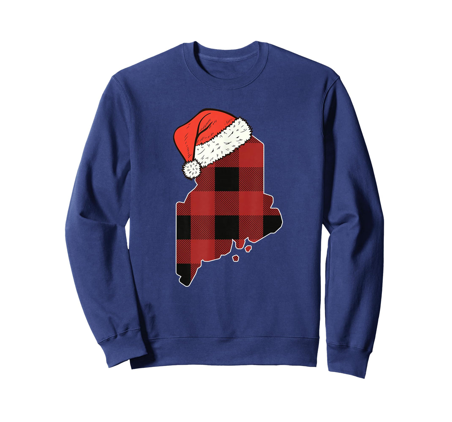 Maine Plaid Christmas Santa Hat Holiday Matching Design T-Shirt