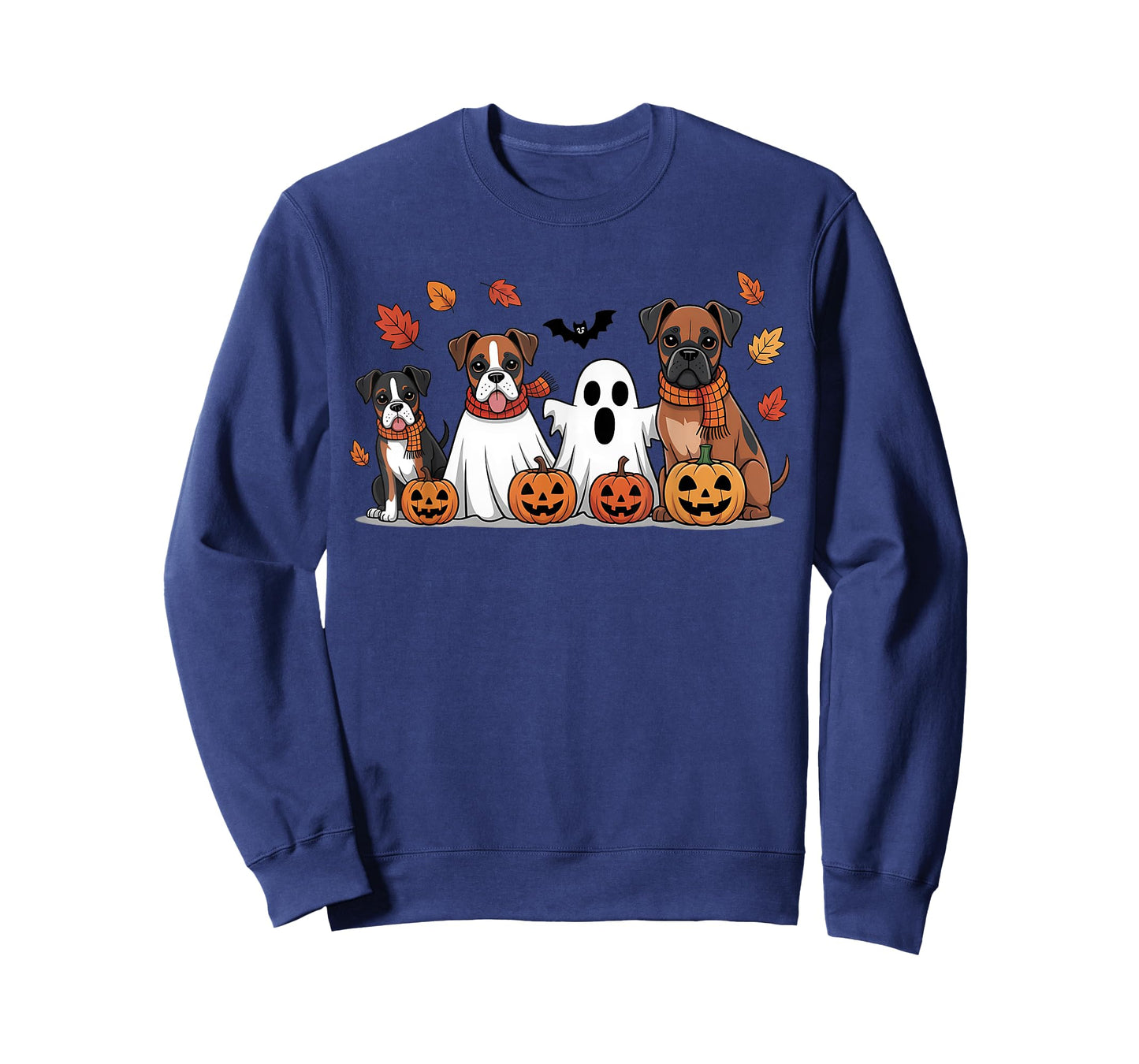 Funny Boxer Ghost Fall Autumn Leaves Thanksgiving Halloween T-Shirt