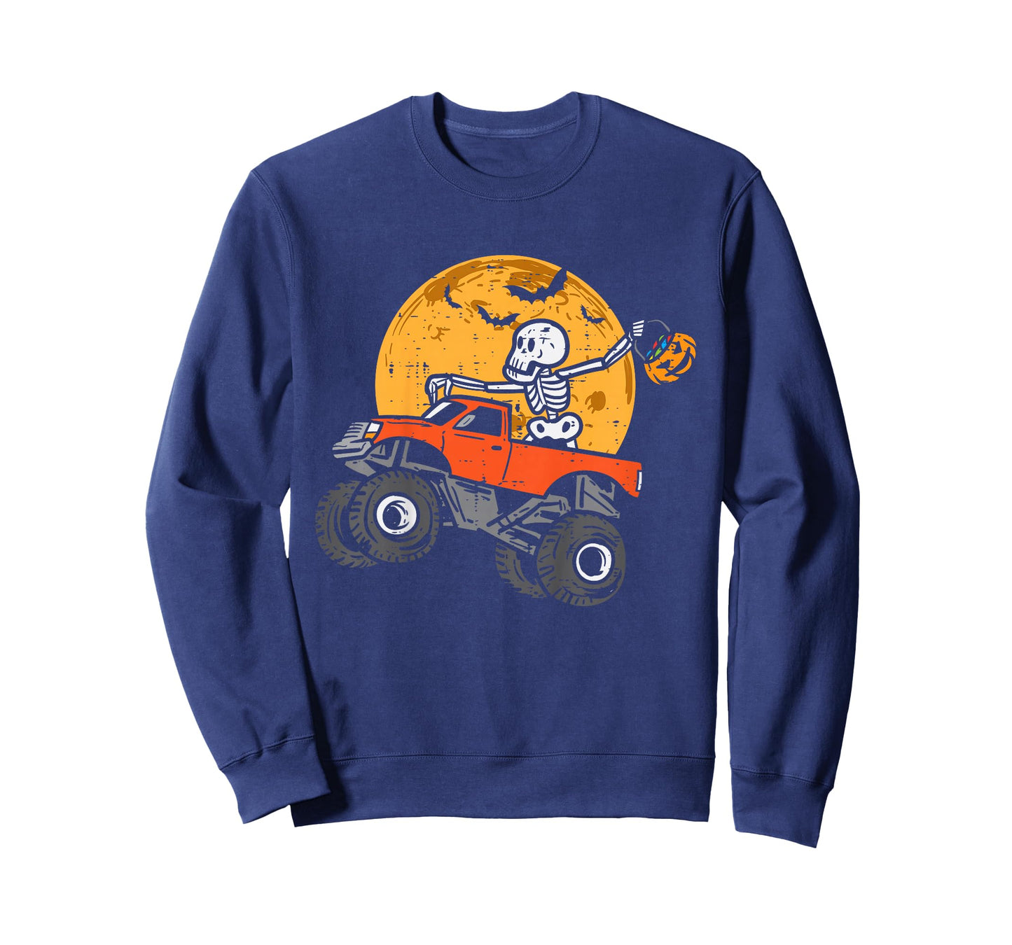 Kids Skeleton Monster Truck Moon Candy Toddler Boys Halloween Kid T-Shirt