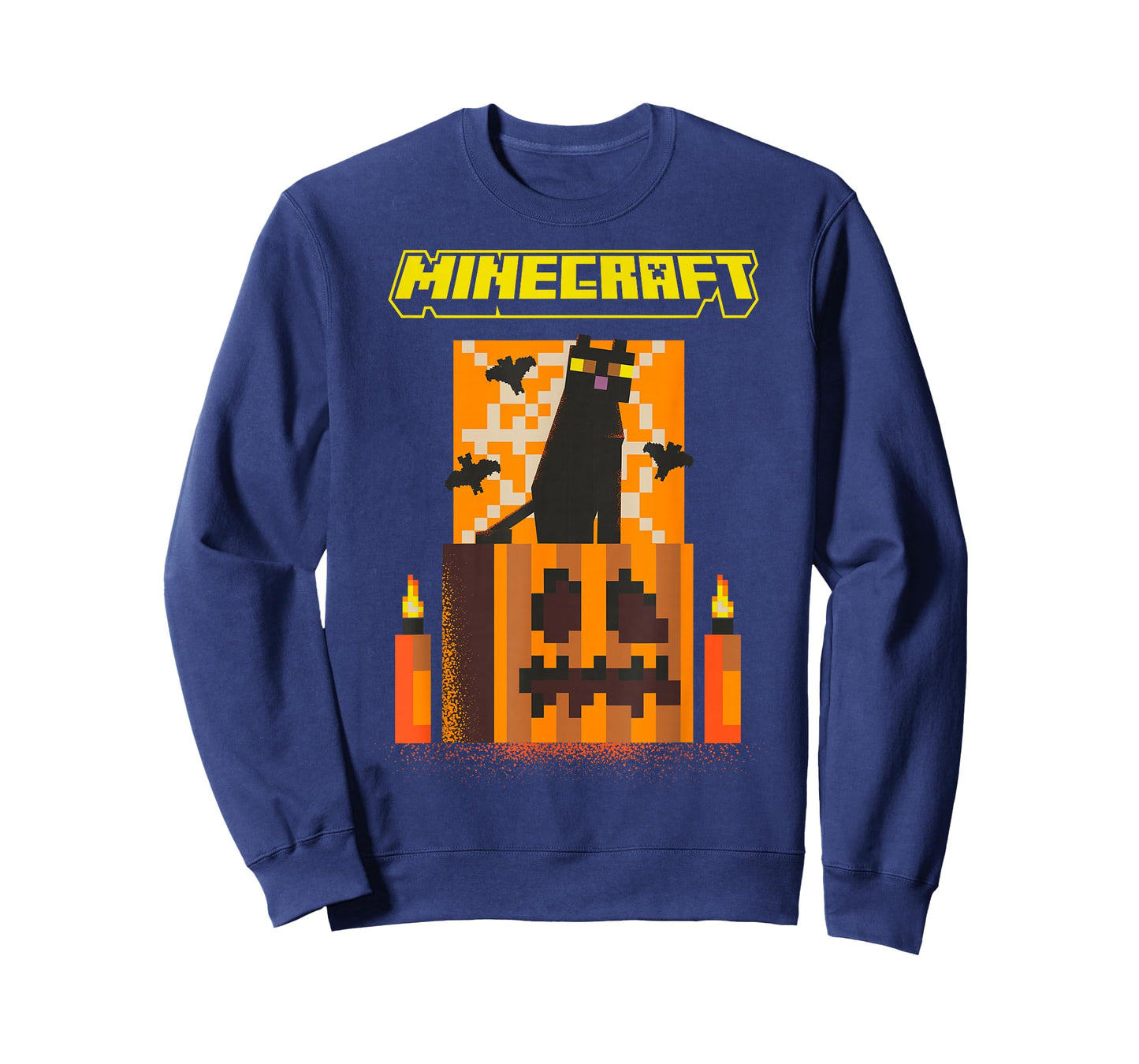 Minecraft Halloween Black Cat On Pumpkin Scene T-Shirt