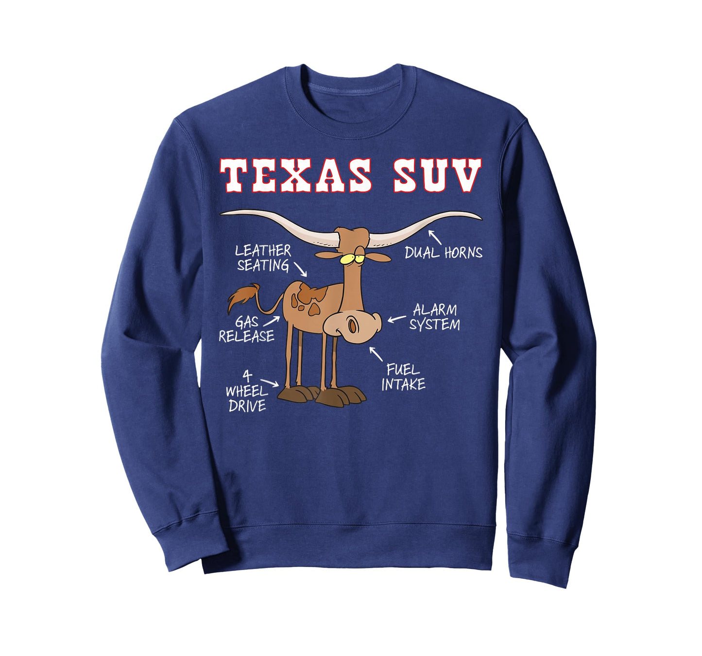Texas TX SUV Funny Joke Longhorn Cattle Cow T-Shirt Small