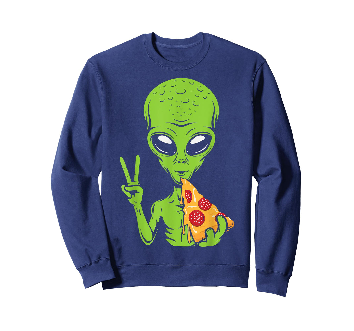Funny Alien Head Eating Pizza UFO Extraterrestrial T-Shirt