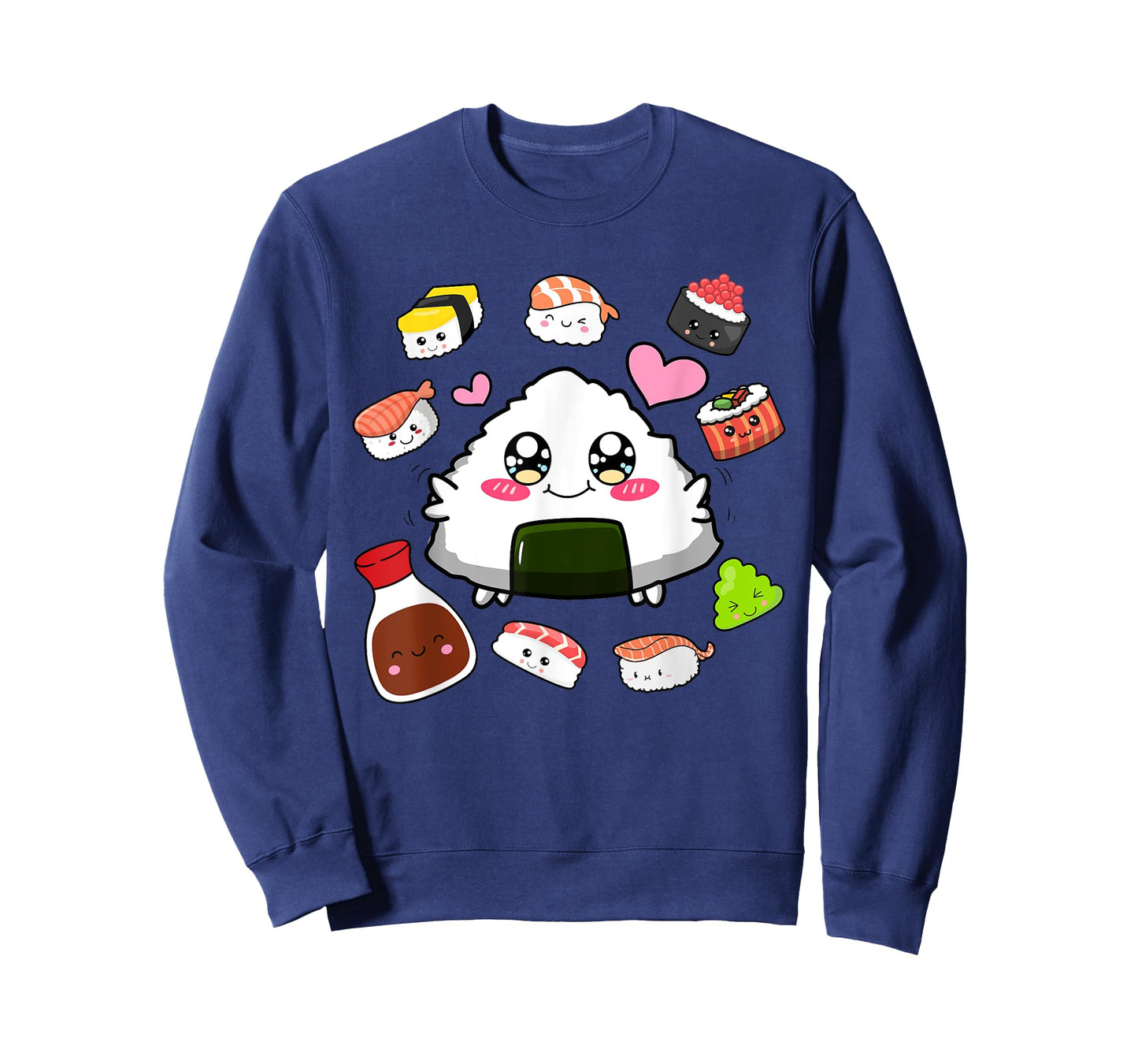 Kawaii Sushi Happy Funny Japanese Anime Cute Onigiri Sushi T-Shirt