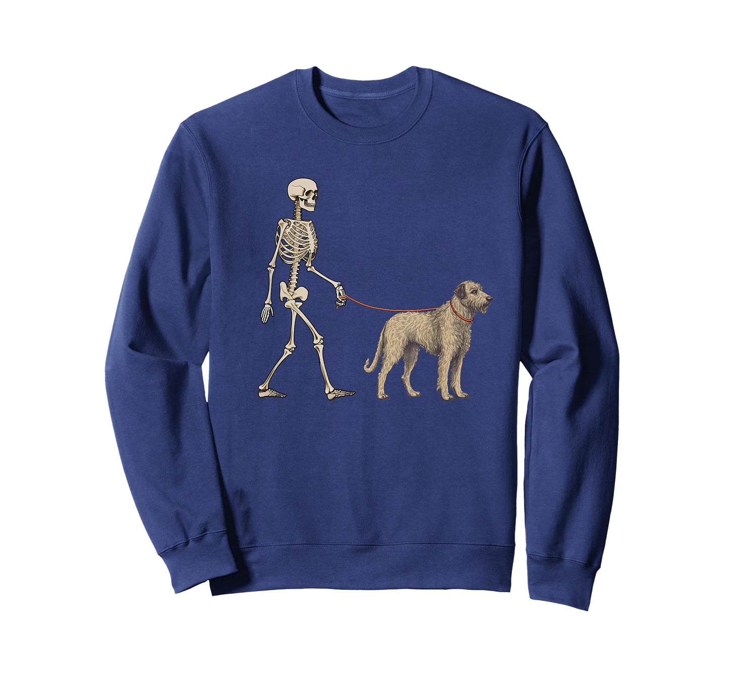 Funny Irish Wolfhound Skeleton Dog Walking Halloween Dog T-Shirt