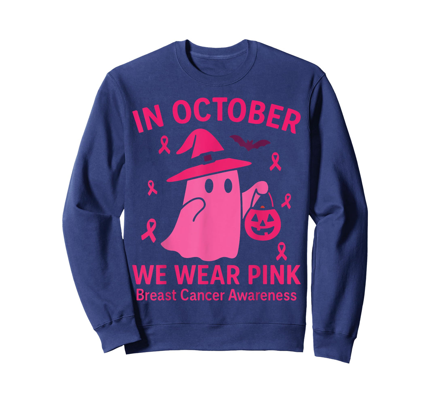 Breast Cancer Women Halloween in October We Wear Pink Ghost T-Shirt