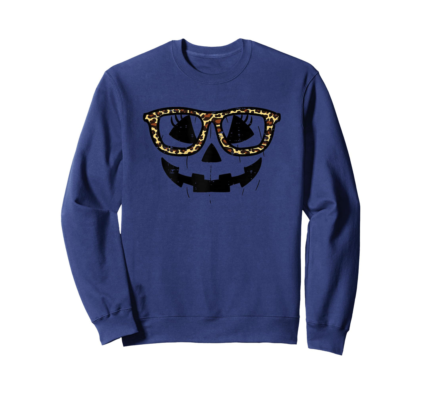 Pumpkin Face Leopard Glasses Funny Halloween Women Girls T-Shirt