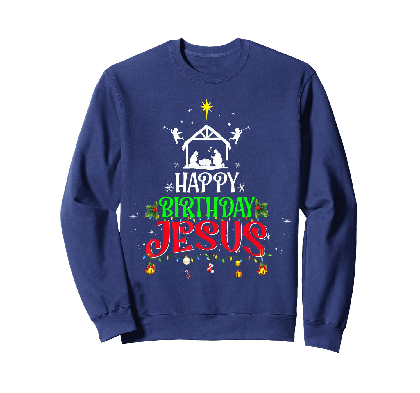 Christian Tree Christmas Happy Birthday Jesus Women Men Kids T-Shirt