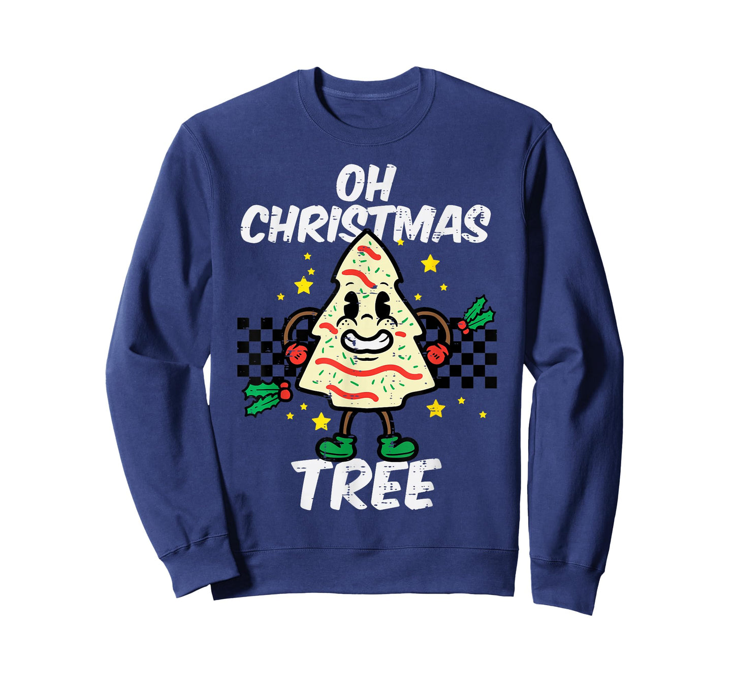 Oh Christmas Tree Cake Retro Groovy Xmas Men Women Kids T-Shirt