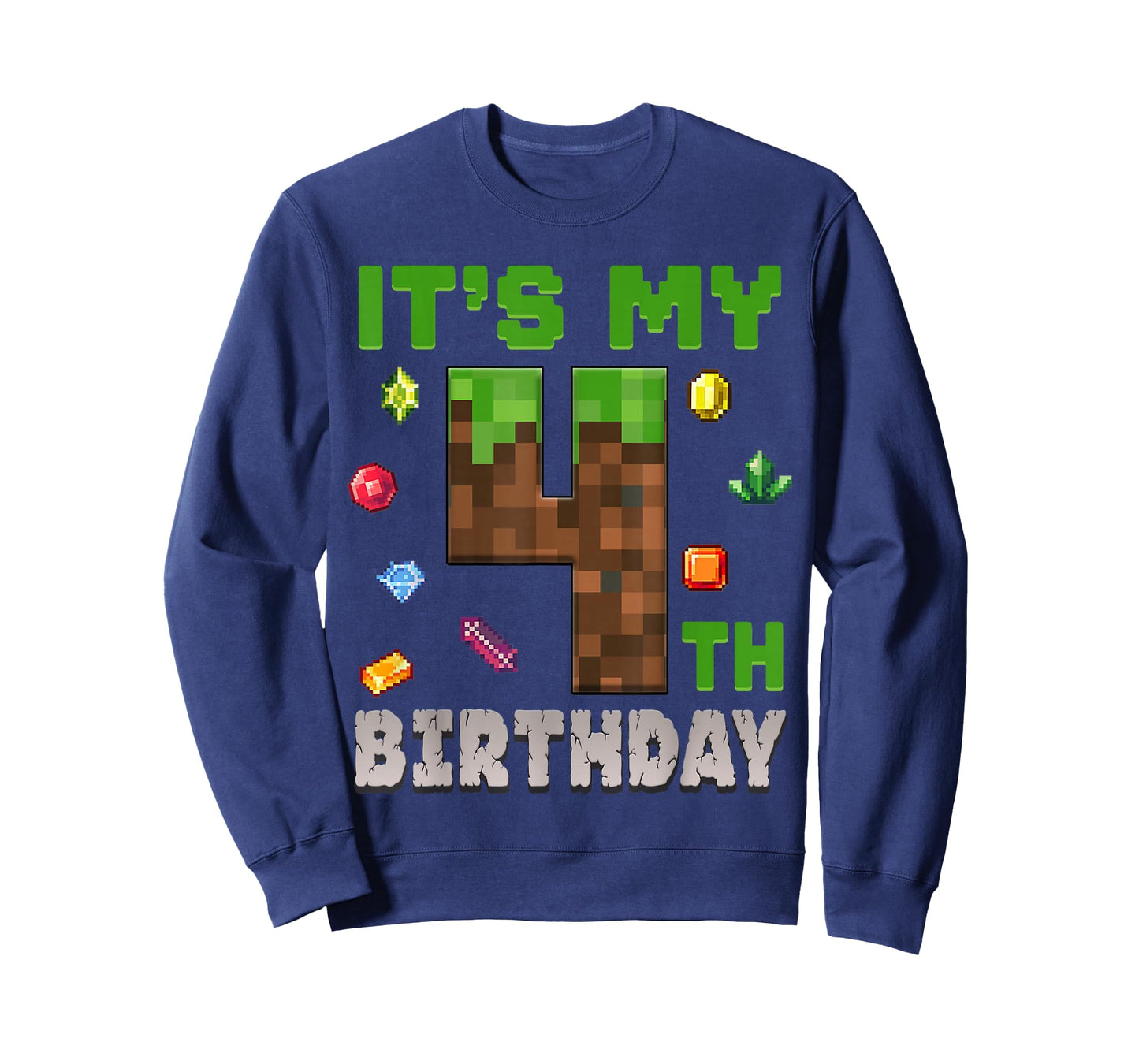 Birthday Boy It's My 4th Birthday 4 Year Old Pixel Gamer T-Shirt