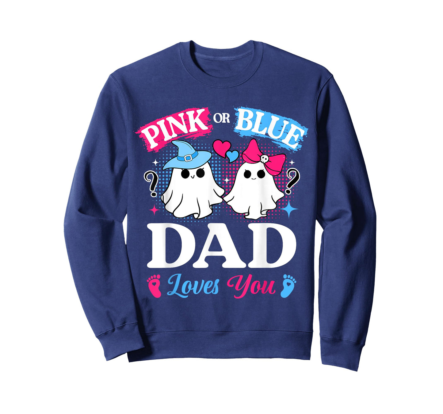 Pink or Blue Dad Loves You Gender Reveal Halloween T-Shirt