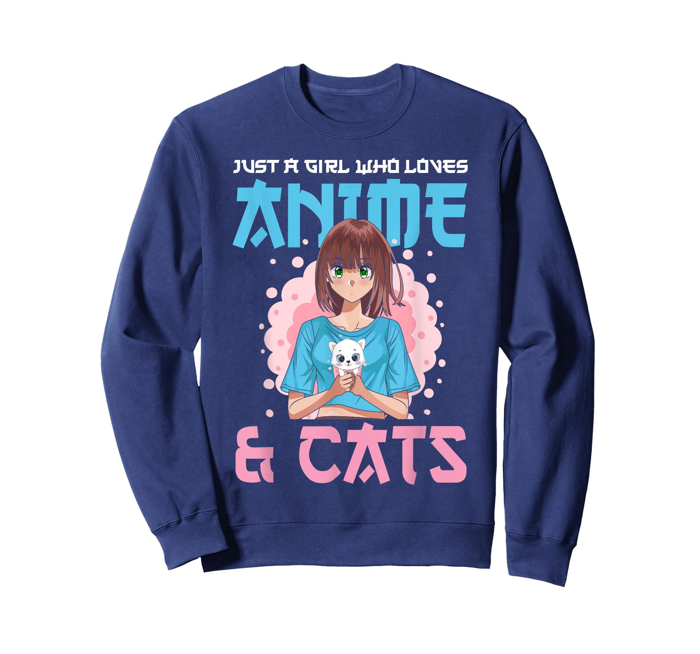 Just A Girl Who Loves Anime and Cats Cute Cat Lover Teens T-Shirt