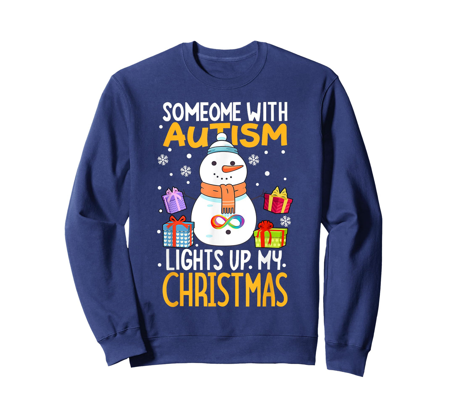 Autism awareness funny Snowman Xmas decor Christmas lights T-Shirt