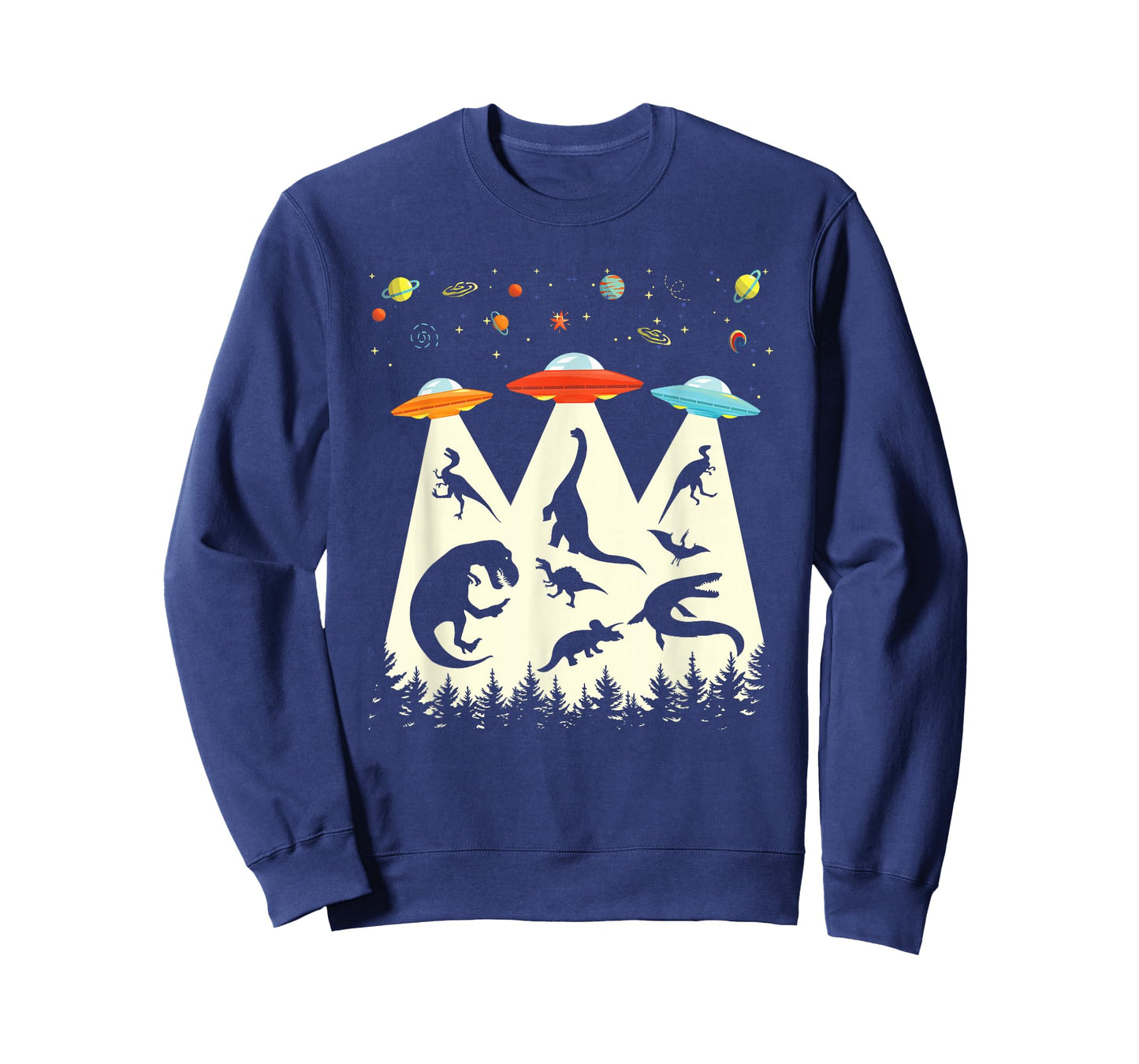 Funny Dinosaur UFO Lover Retro Vintage Alien Abduction T-Shirt