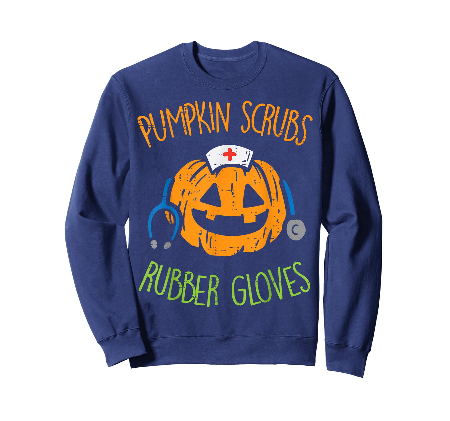 Pumpkin Scrubs Rubber Gloves Halloween Costume Nursing Nurse T-Shirt