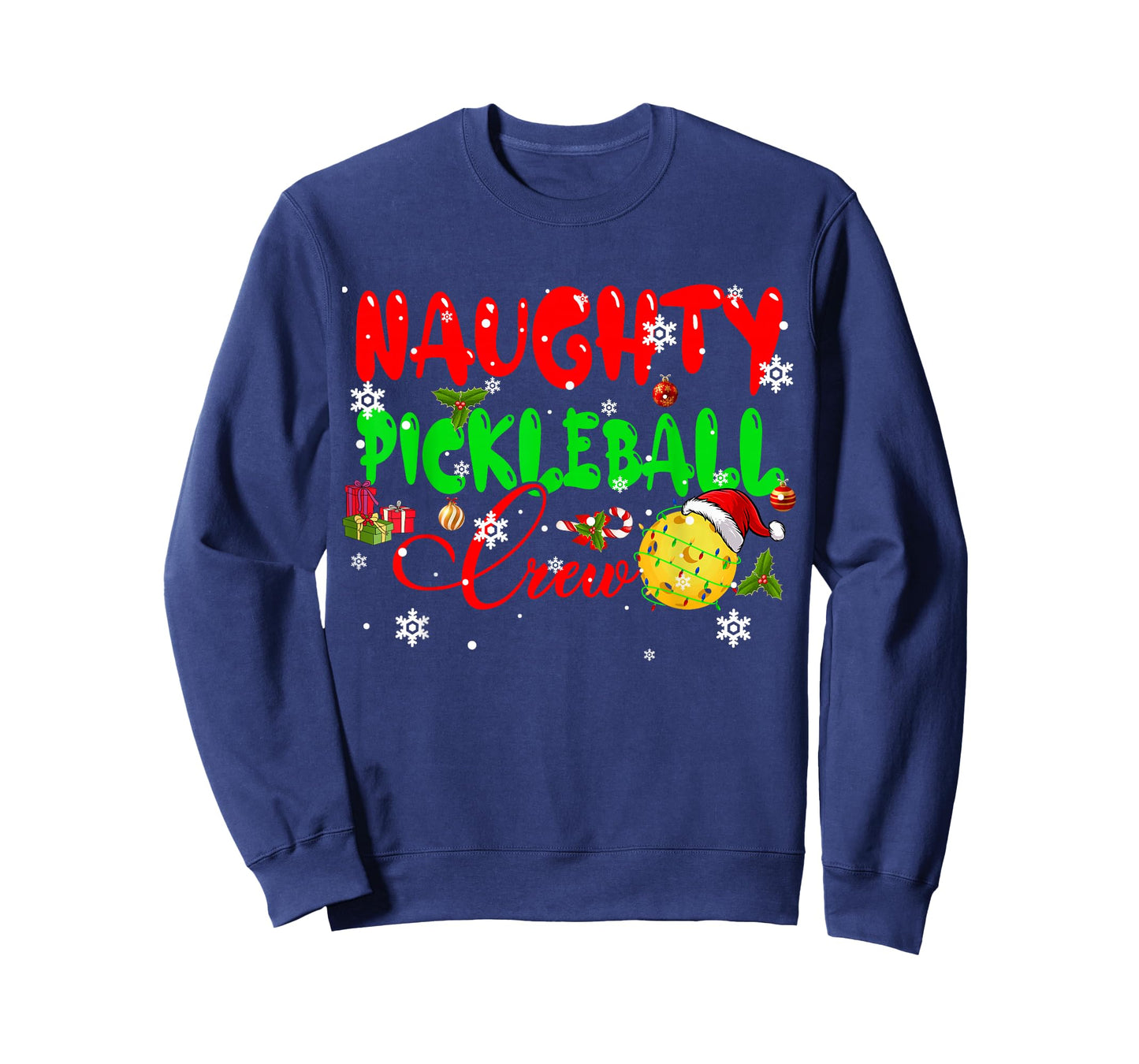 Naughty Pickleball Crew Christmas Sports Funny Player Family T-Shirt