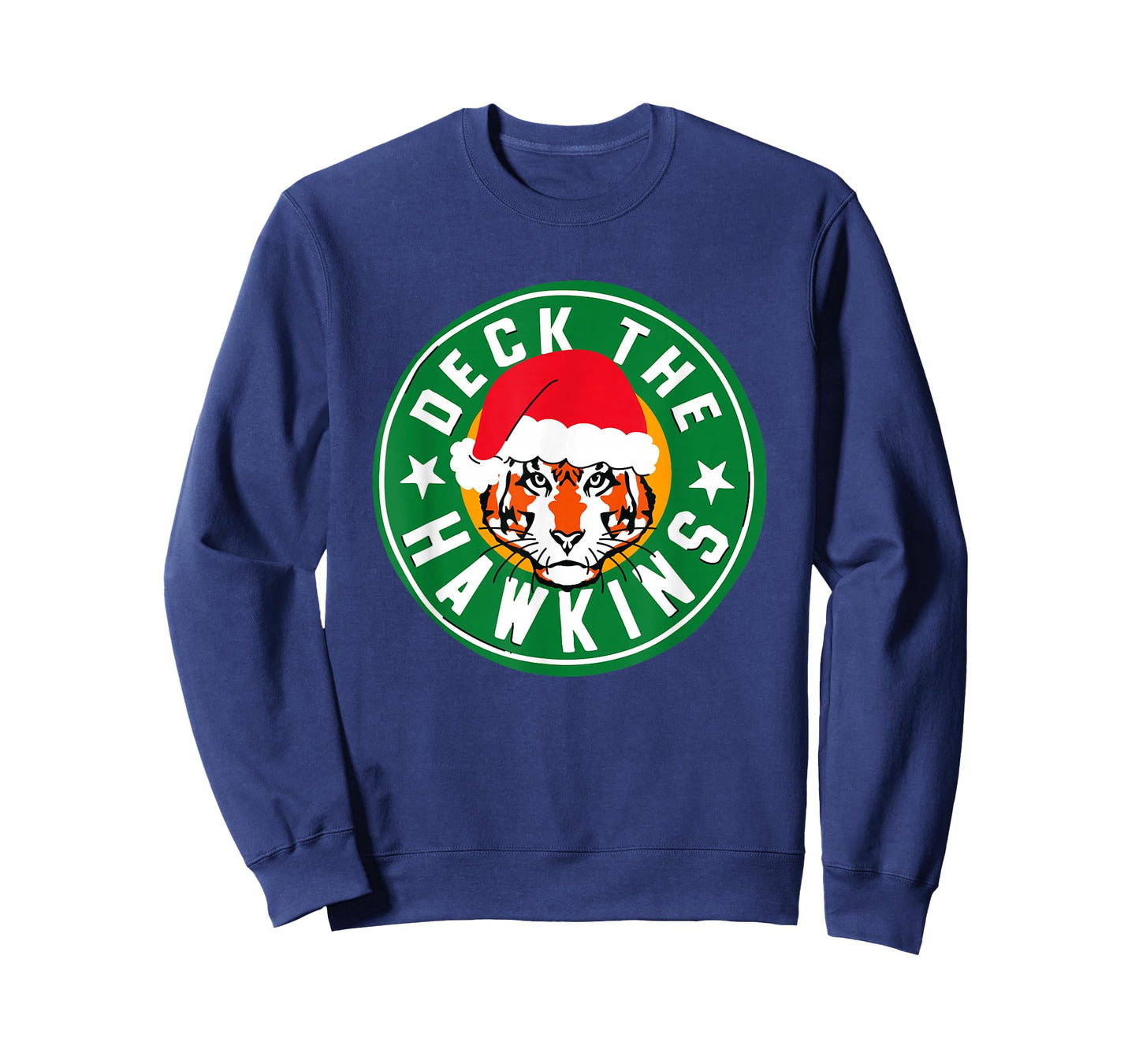 Stranger Things Christmas Deck The Hawkins Big Chest Badge T-Shirt