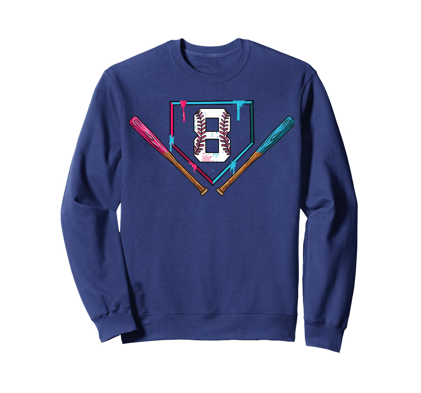 8th Birthday Baseball Ice Cream Drip 8 Years Old Boy Kids T-Shirt