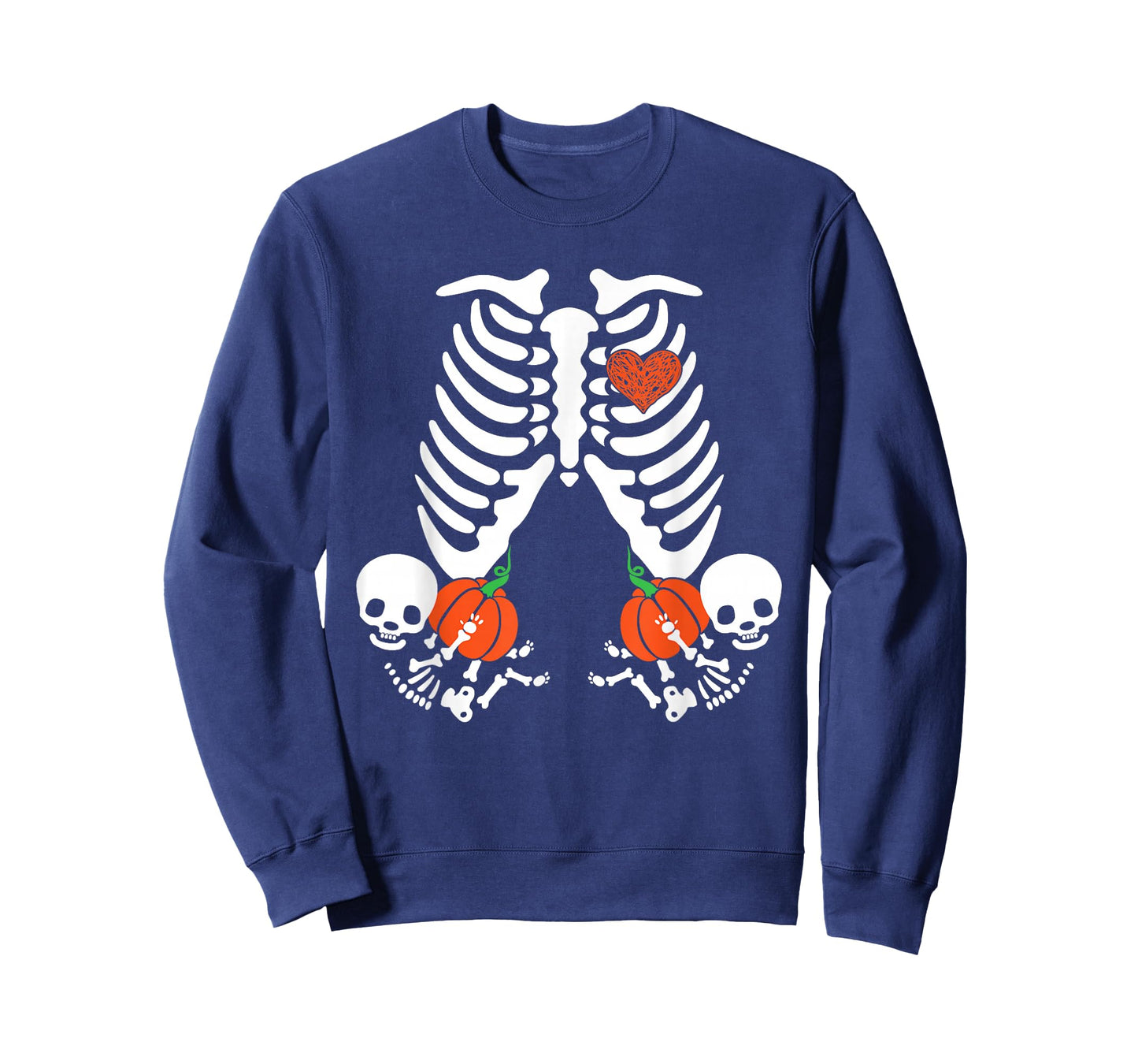 Pregnancy Announcement Skeleton Halloween Baby Pumpkin Twins T-Shirt