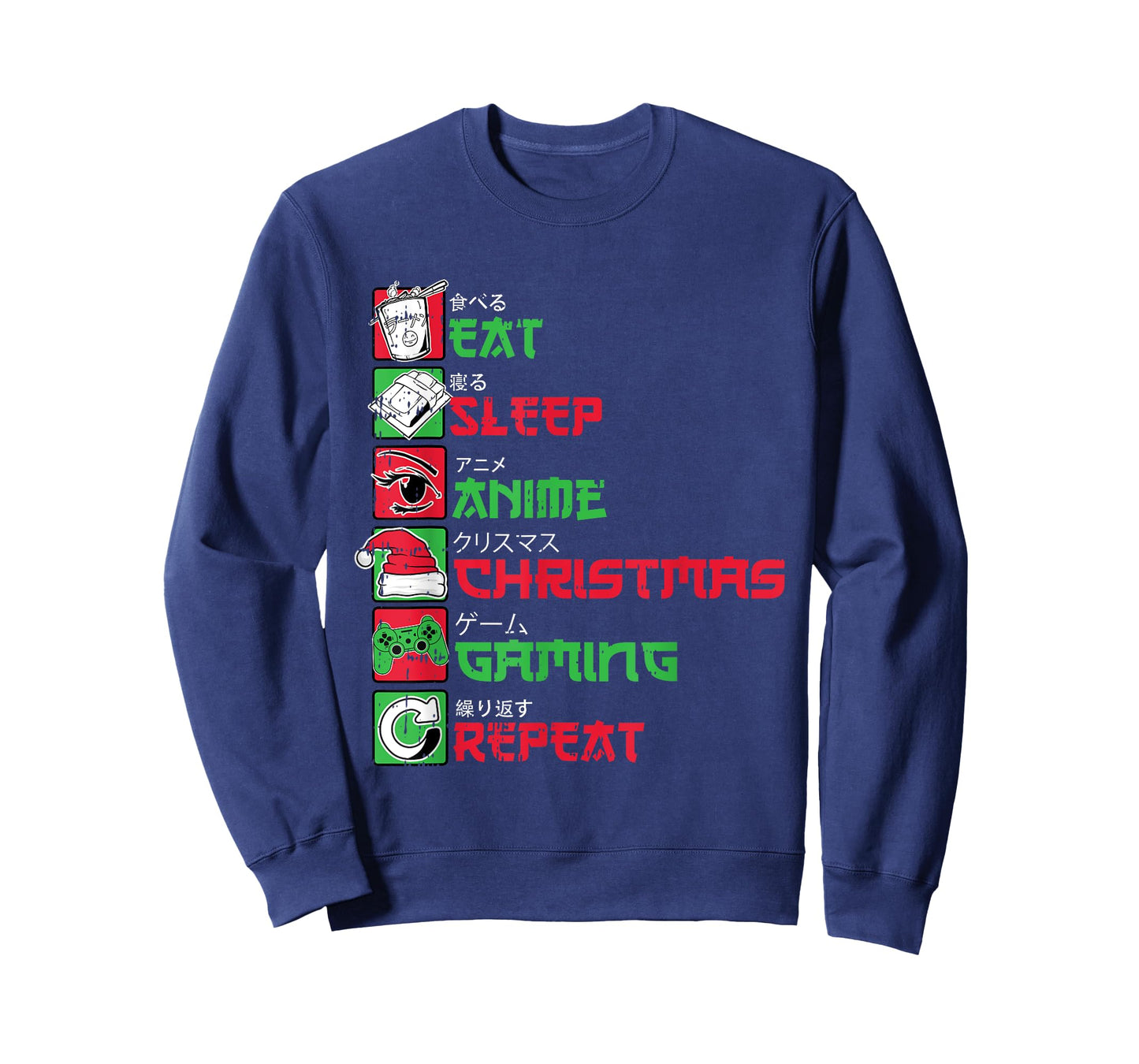 Eat Sleep Anime Gaming Christmas Pajama X-Mas Holiday Gamer T-Shirt